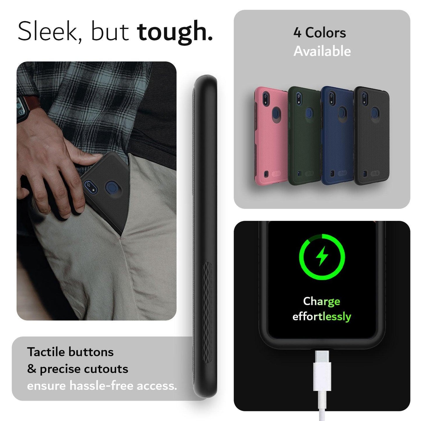 TUDIA MergeGrip case for Consumer Cellular Verve Connect – Rugged dual-layer protection with tactile buttons and precise cutouts