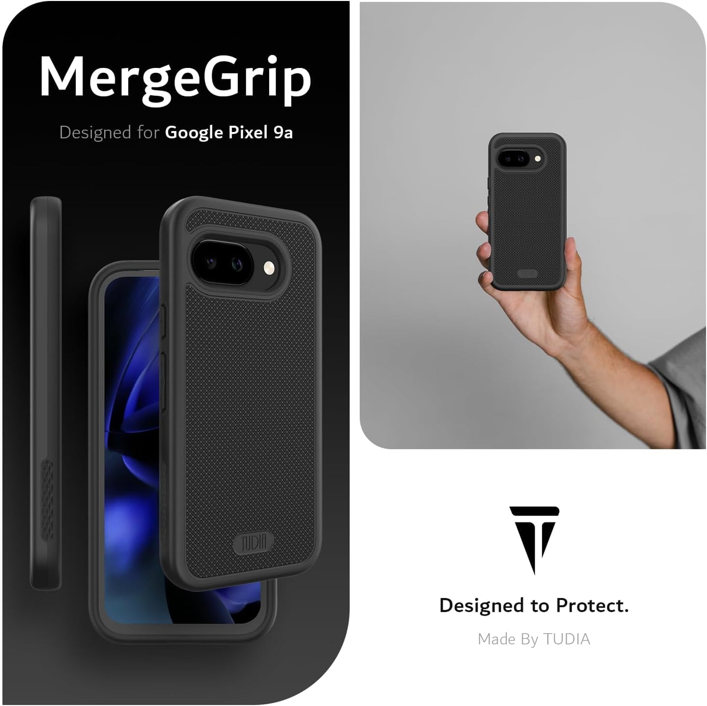 Google Pixel 9a MergeGrip Military Grade Dual Layer Protection Heavy Duty Case - TUDIA Products