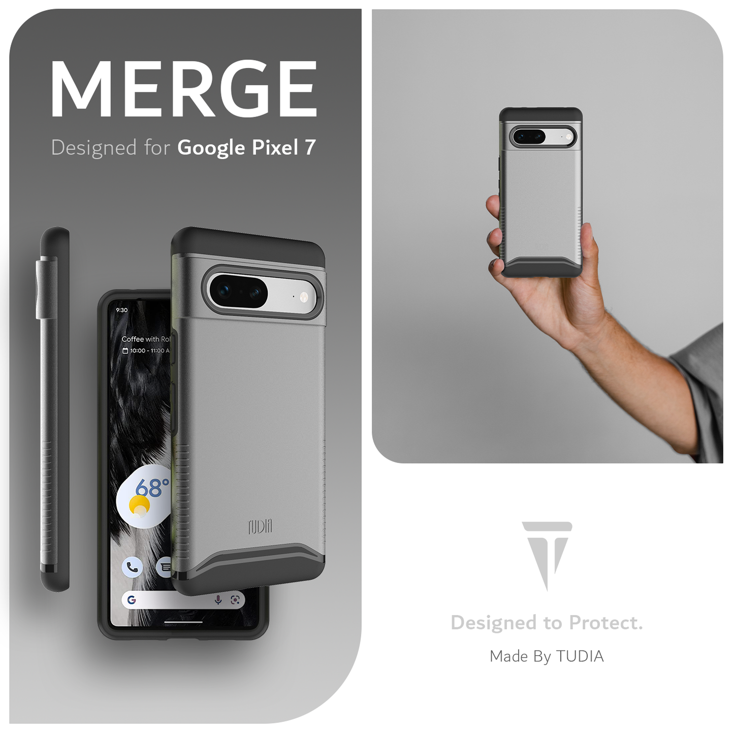 TUDIA Merge Series black dual layer protective case for Google Pixel 7