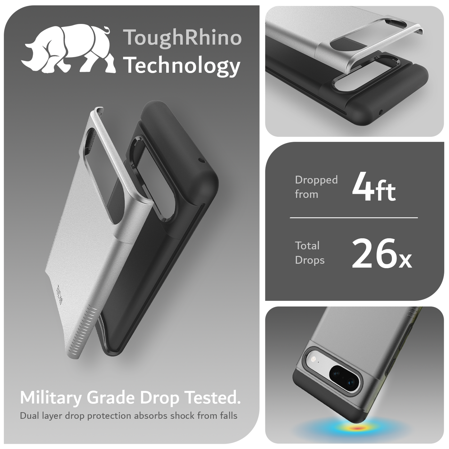 TUDIA Merge Series Matte Black Case for Google Pixel 7 – Military Grade Dual Layer Drop Protection