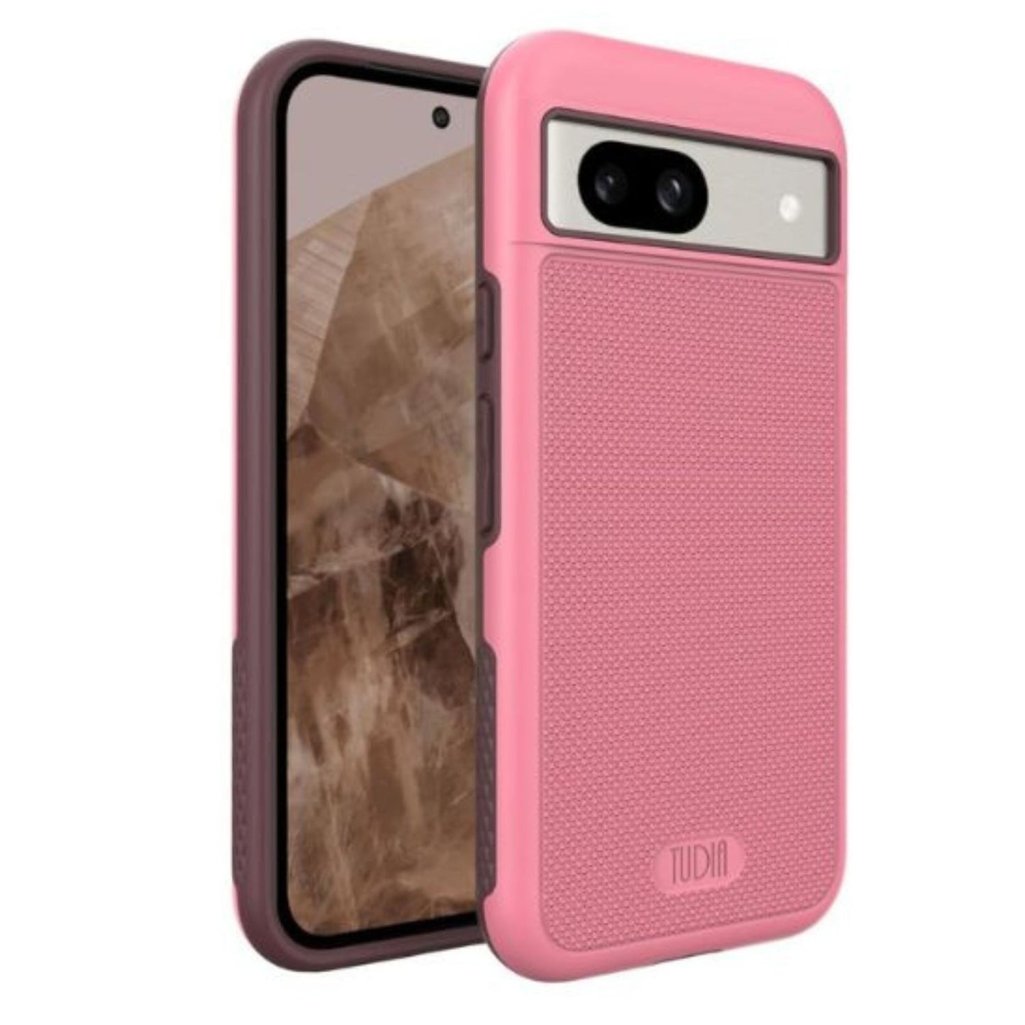 Google Pixel 8a MergeGrip Military Grade Dual Layer Protection MagSafe compatible with built-in magnet, slim and shockproof design - Heavy Duty Case - TUDIA Products - Smokey Pink