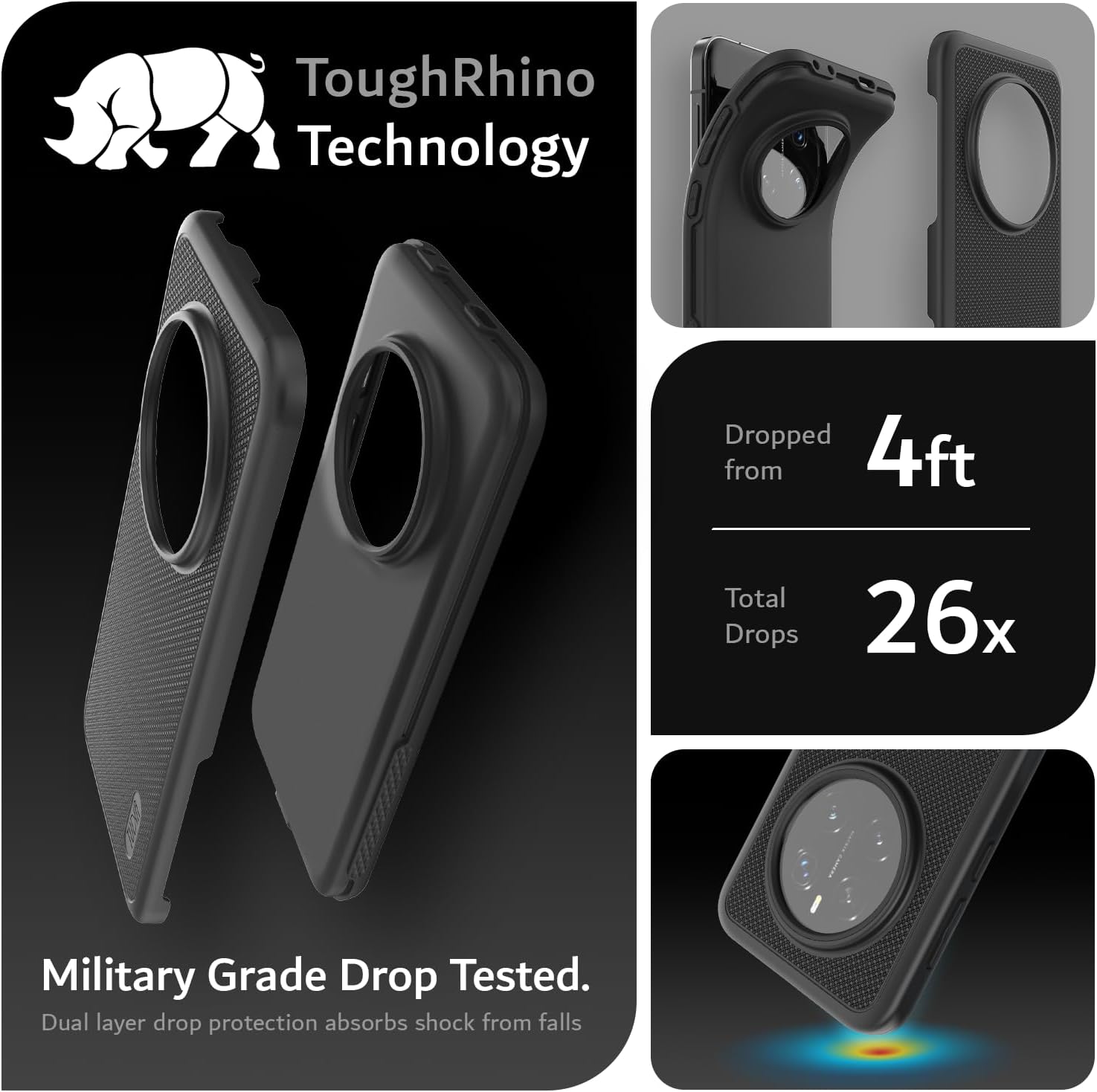 TUDIA Honor Magic 7 Pro 5G Case 2025 – MergeGrip Military Grade DualShield Protective Phone Cover in Matte Black, Shockproof and Drop Tested