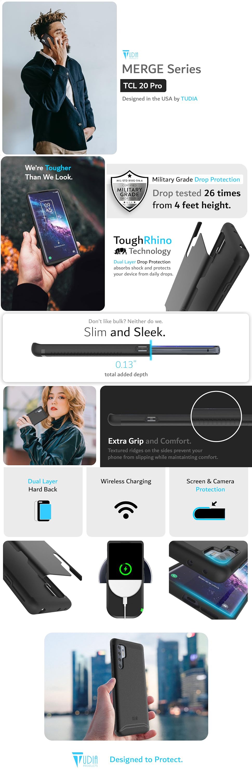MERGE Series Case for TCL 20 Pro – Dual Layer, Shockproof, Durable Protective Cover - TUDIA Products