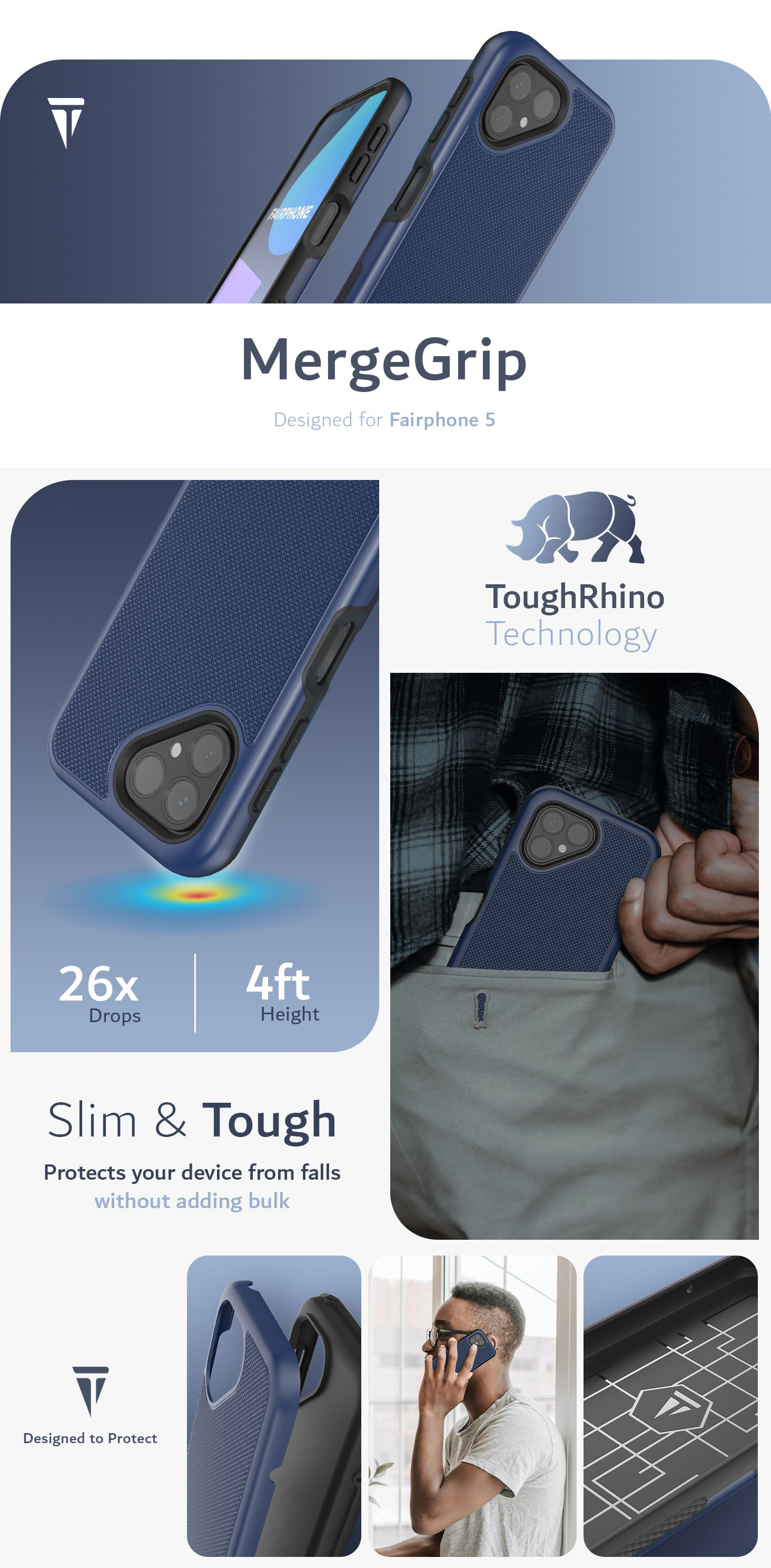 MergeGrip Case for Fairphone 5 – Shockproof, Durable, Dual Layer Protection - TUDIA Products