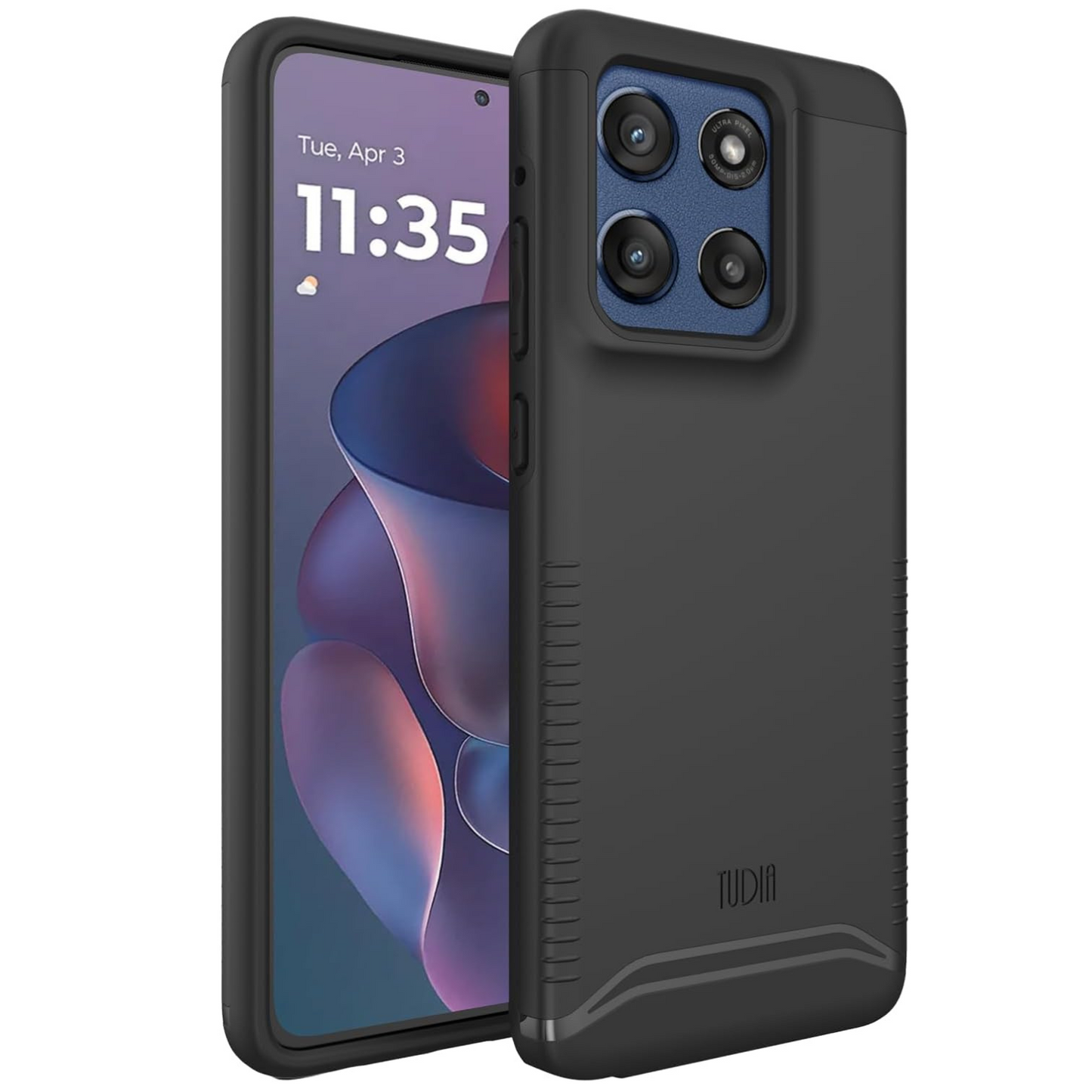 Jet Black TUDIA MergeGrip Case for Motorola Moto G Stylus 5G (2025) – Military Grade Protection, Raised Edges, Enhanced Grip