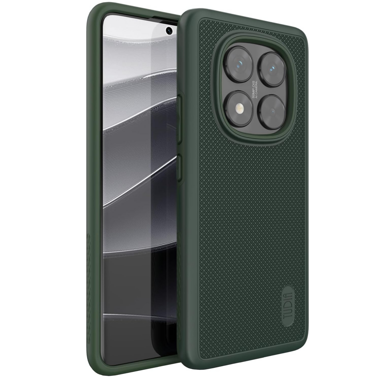 TUDIA Pine Green MergeGrip Case for Xiaomi Redmi Note 14 Pro 5G – Raised Edge, Military Grade Drop Tested, Enhanced Grip