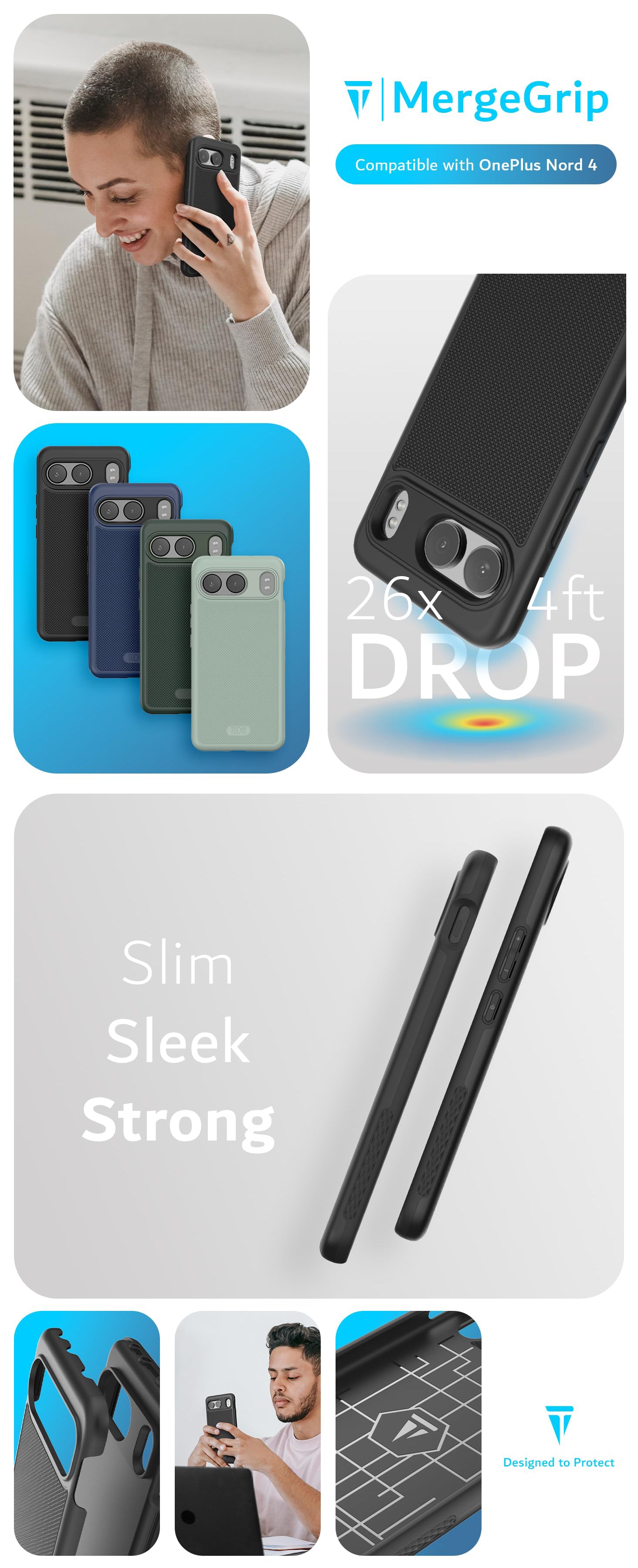 TUDIA MergeGrip Case Compatible with OnePlus Nord 4 – Rugged Dual-Layer Protection with Enhanced Grip