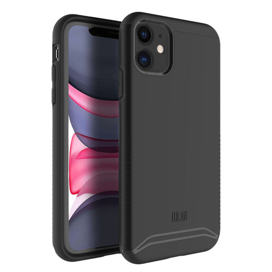 TUDIA Merge Heavy Duty Dual-Layer Case for iPhone 11 (6.1") in Matte Black, Shockproof and Durable