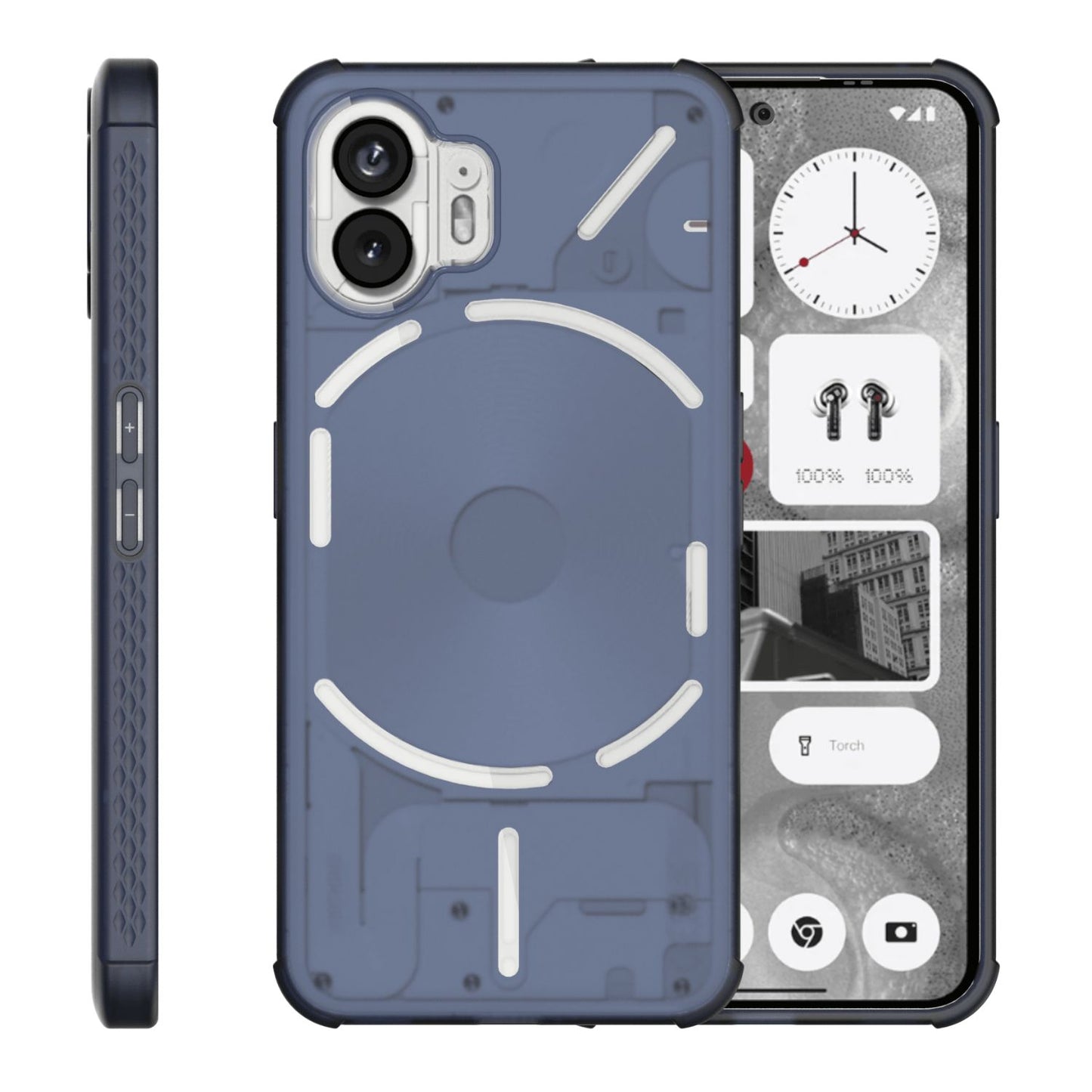 TUDIA SKN translucent frosted black case for Nothing Phone (2) – slim TPU protective cover with a stylish matte finish