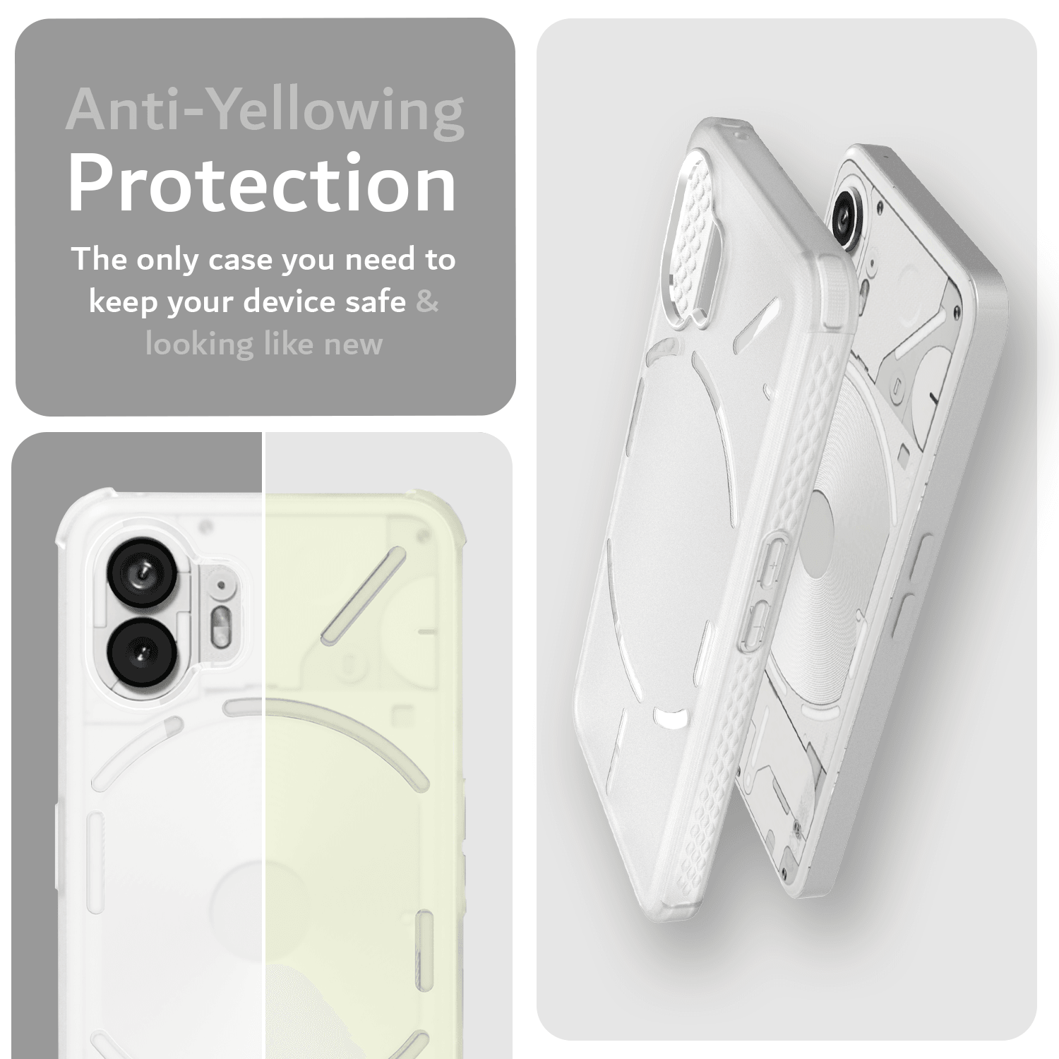 TUDIA SKN Series Translucent Frosted Thin TPU Case for Nothing Phone (2), Anti-Yellowing Protective Cover
