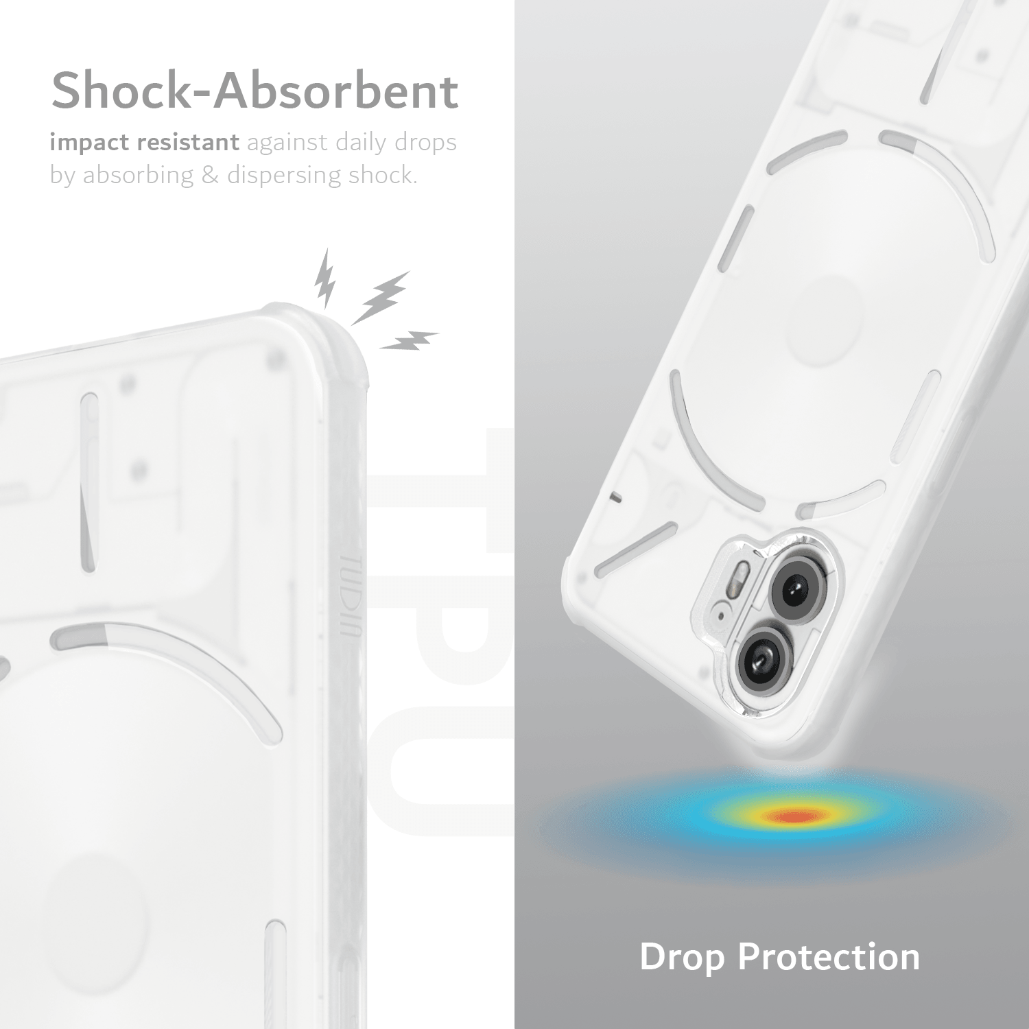 TUDIA SKN Series Translucent Frosted Thin TPU Case for Nothing Phone (2), Slim Shock-Absorbent Protective Cover