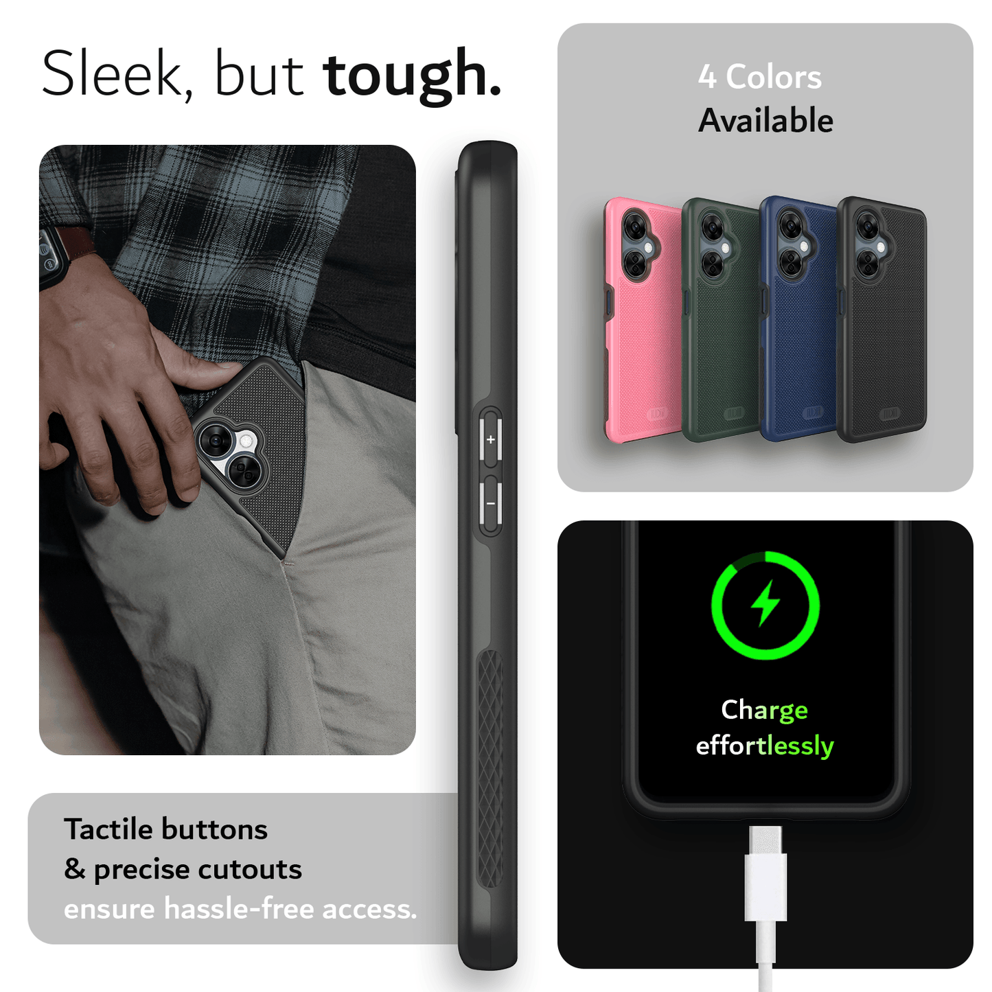 TUDIA MergeGrip Case for OnePlus Nord N30 5G – Rugged DualShield Protection with Tactile Buttons and Precise Cutouts