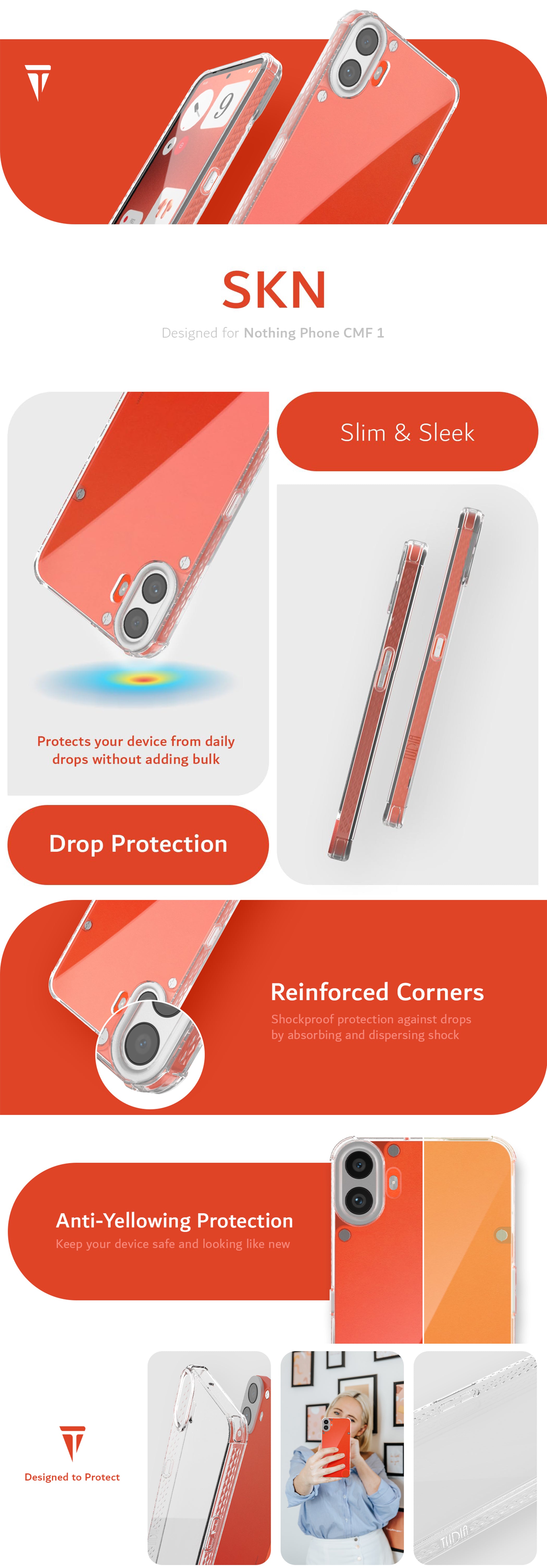 TUDIA SKN Lightweight TPU Case for Nothing Phone CMF 1 – Slim Fit with Scratch-Resistant Protection