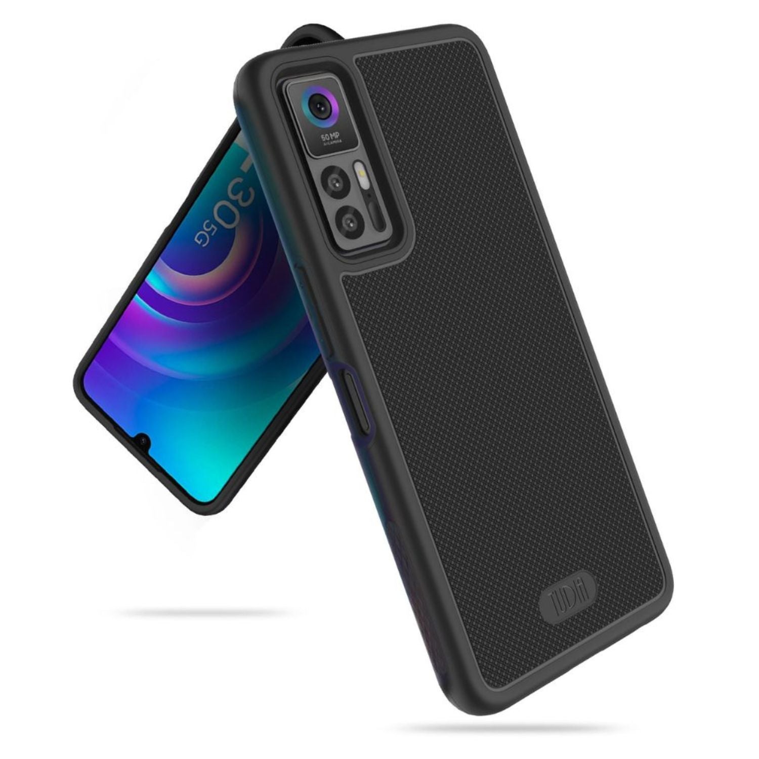 TUDIA MergeGrip Heavy Duty DualShield Case for TCL 30 5G / TCL 30 / TCL 30+ (2022) – Matte Black, Shockproof Protective Cover