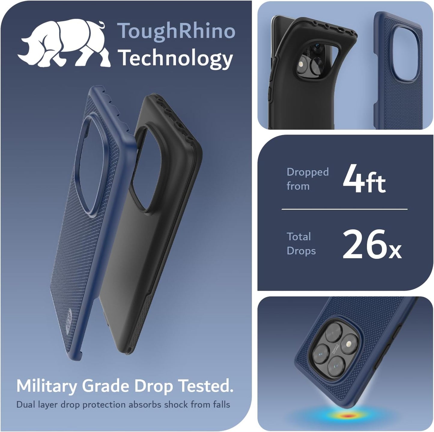 TUDIA Indigo Blue MergeGrip Case for Xiaomi Redmi Note 14 Pro 5G – Raised Edge, Military Grade Drop Tested, Enhanced Grip