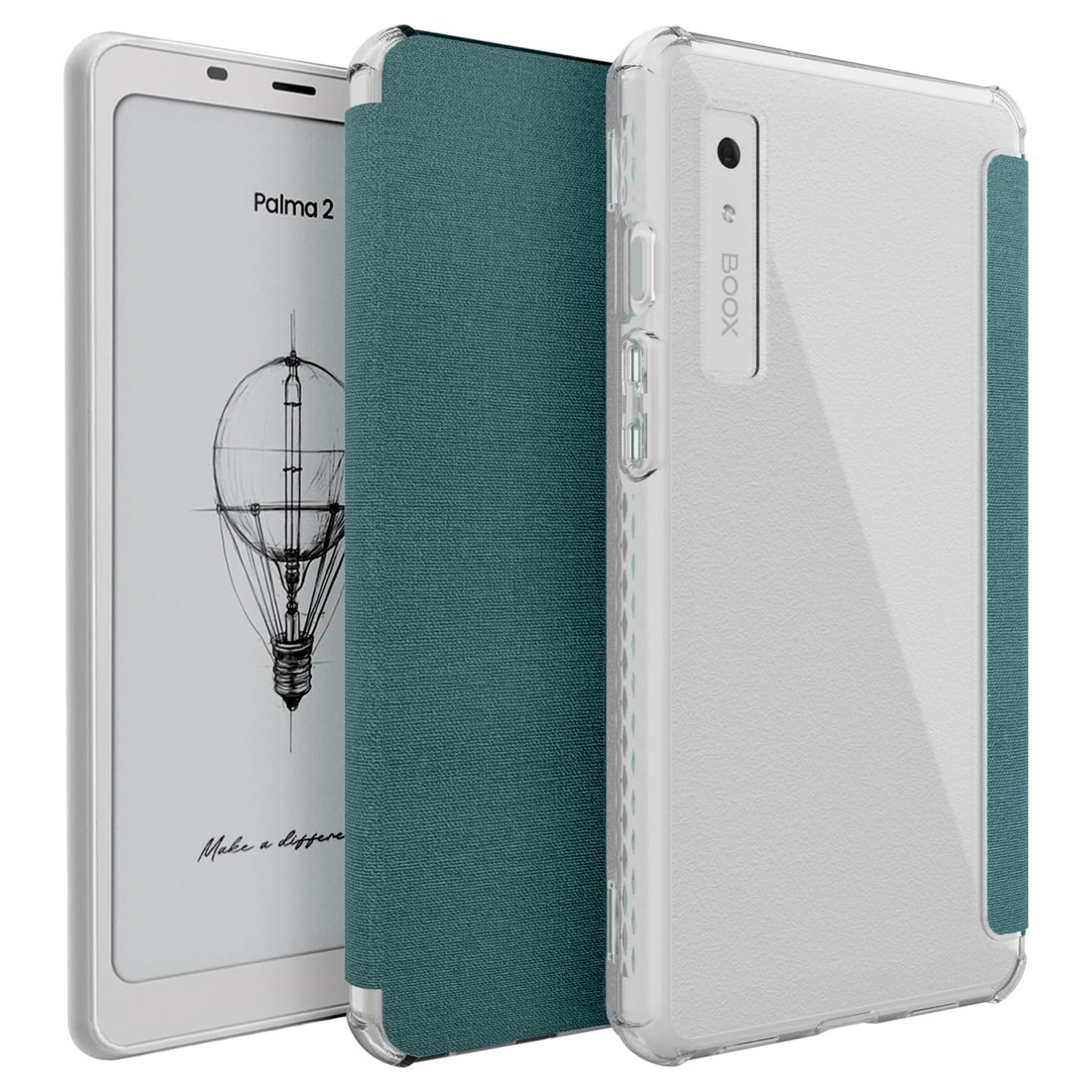 Onyx Boox Palma 2 Case SKN V2 FLIP Translucent TPU Back with Textured Leather