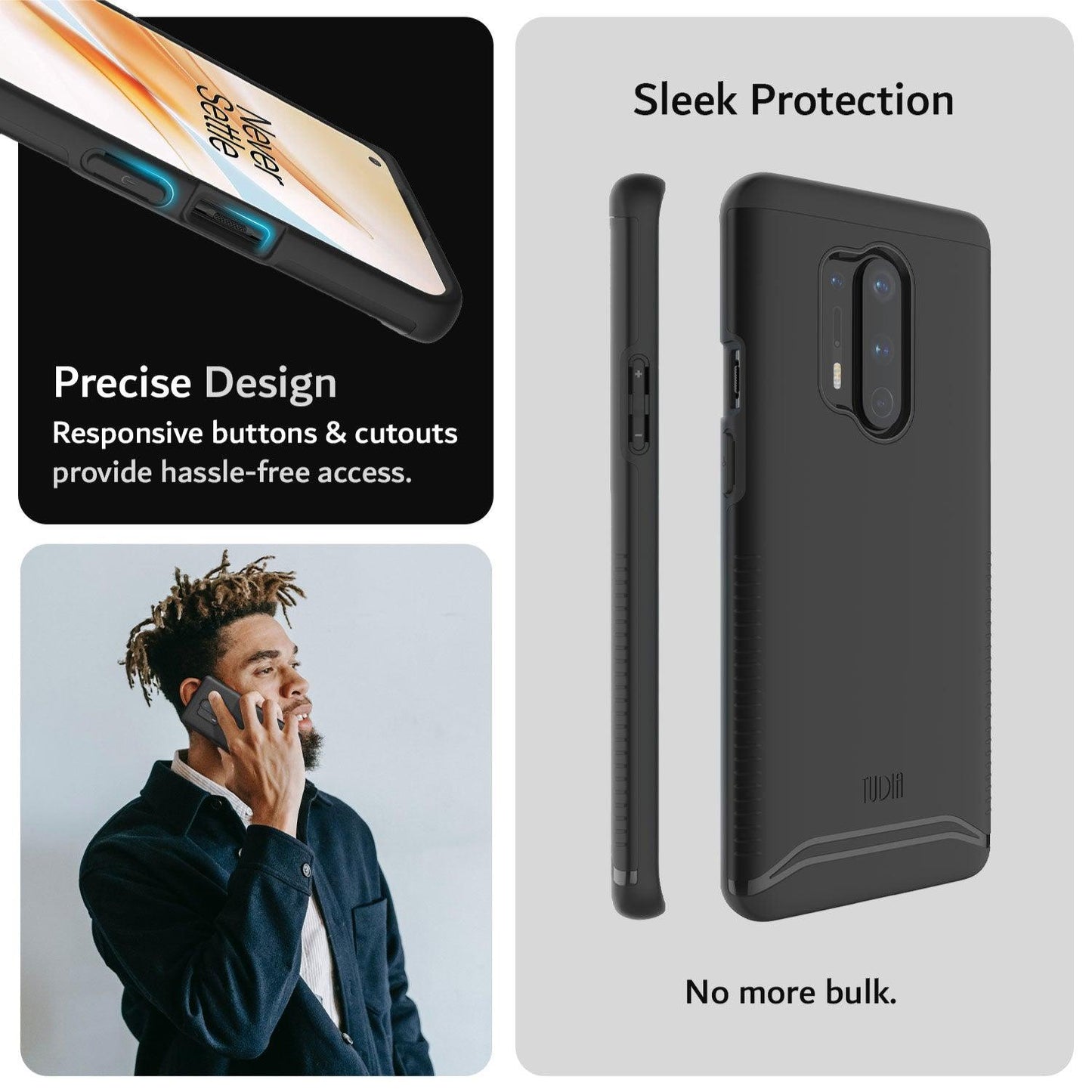 V2 MERGE heavy duty dual layer protective case for OnePlus 8 Pro featuring precise cutouts and responsive button design for enhanced protection and usability