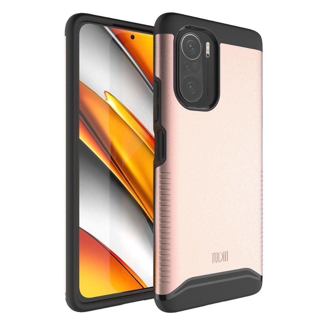 Rose Gold Xiaomi Poco F3 heavy duty dual layer protective case MERGE with shockproof armor design