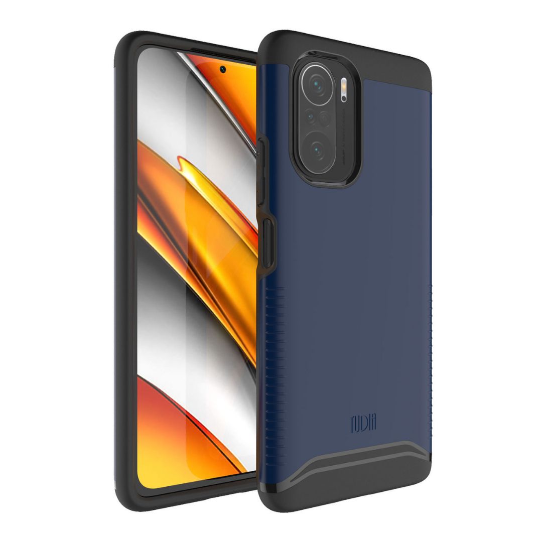 Indigo Blue TUDIA MERGE Dual Layer Rugged Case for Xiaomi Poco F3 – Shockproof Heavy Duty Protective Cover