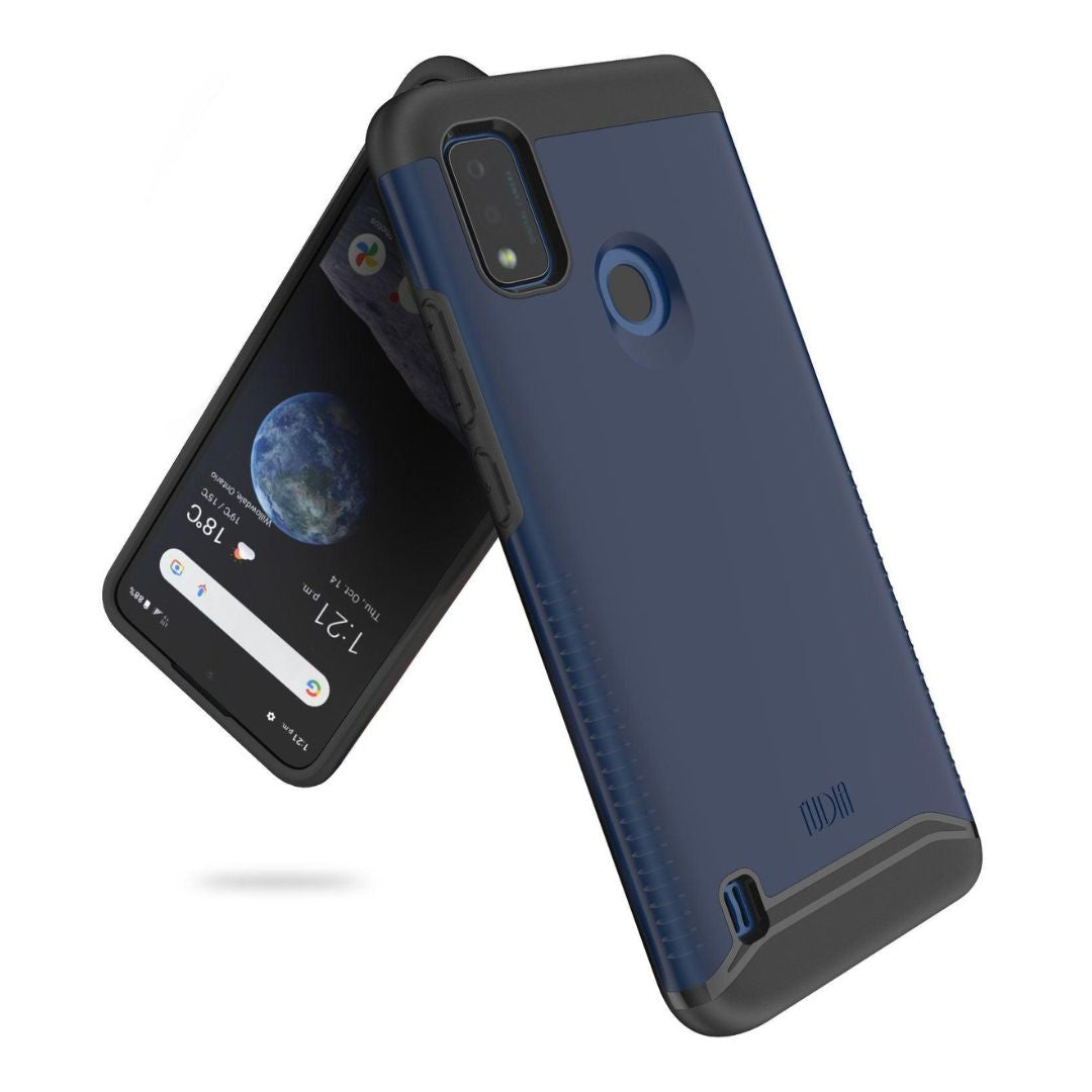 TUDIA MERGE heavy-duty indigo blue case for ZTE Blade A7P – rugged dual-layer shockproof phone cover