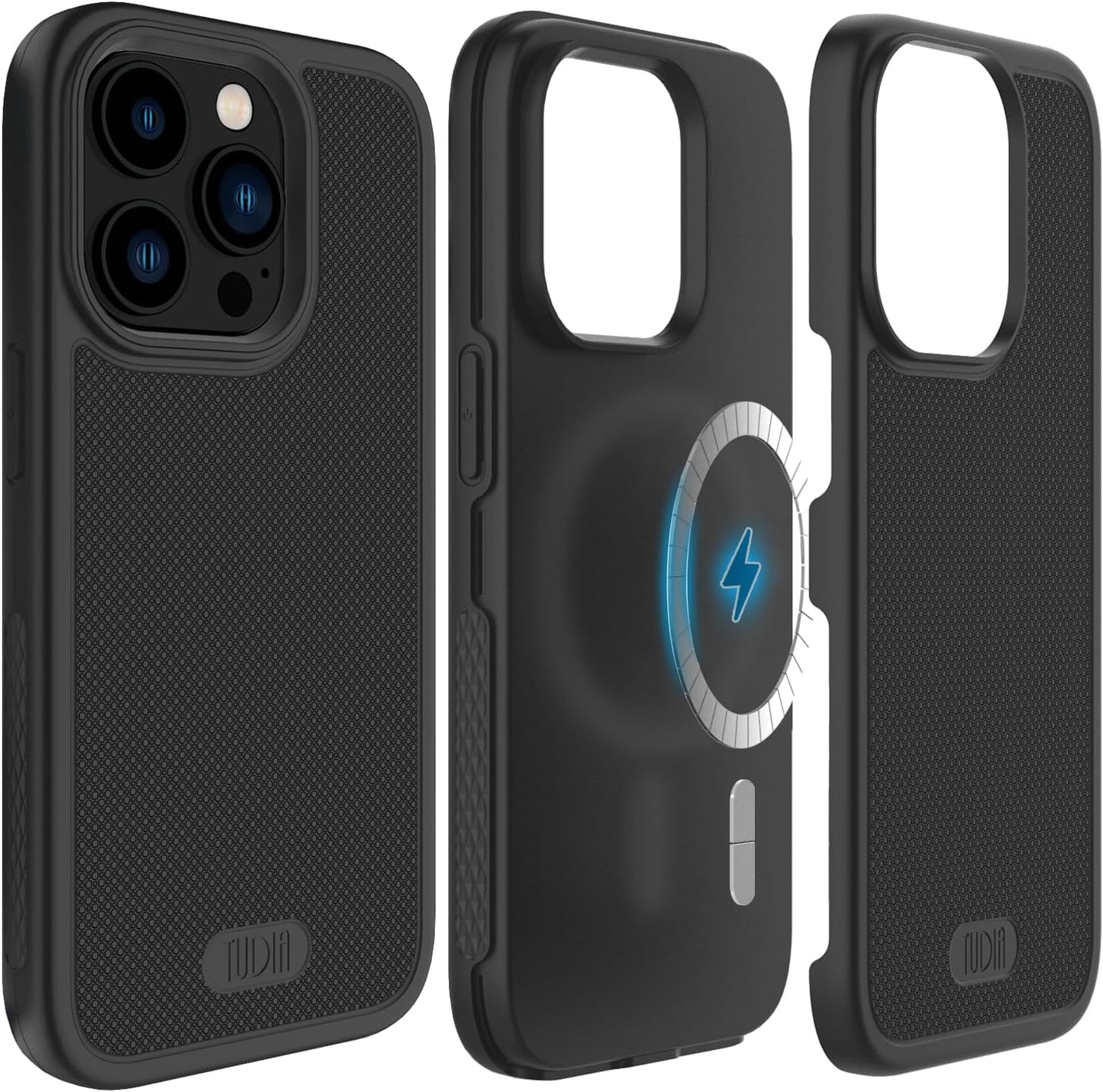 Black TUDIA MergeGrip iPhone 14 Pro Case – Slim MagSafe Compatible Shockproof Magnetic Cover