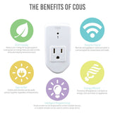 COUS Wireless Control Electrical Outlet, Remote Light Switch [Smaller] Version with a 100' Range for Lamps, Lights, Power Strips and Household Appliances (2 Remote, 5 Outlets)