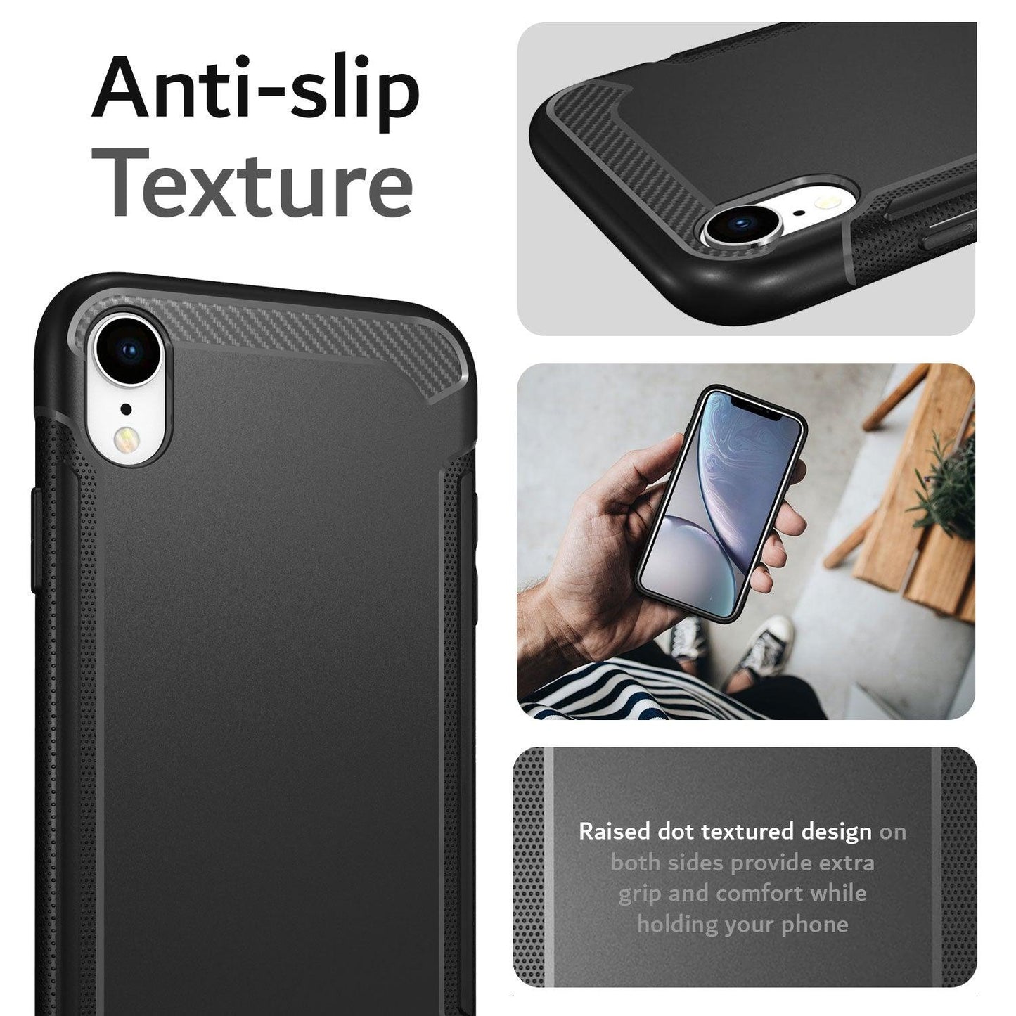 Apple iPhone XR LINN Case with Carbon Fiber Grip and Anti-Slip Texture for Durable Protection