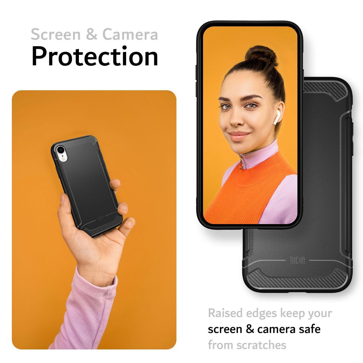 LINN Carbon Fiber Grip Case for Apple iPhone XR with Screen and Camera Protection