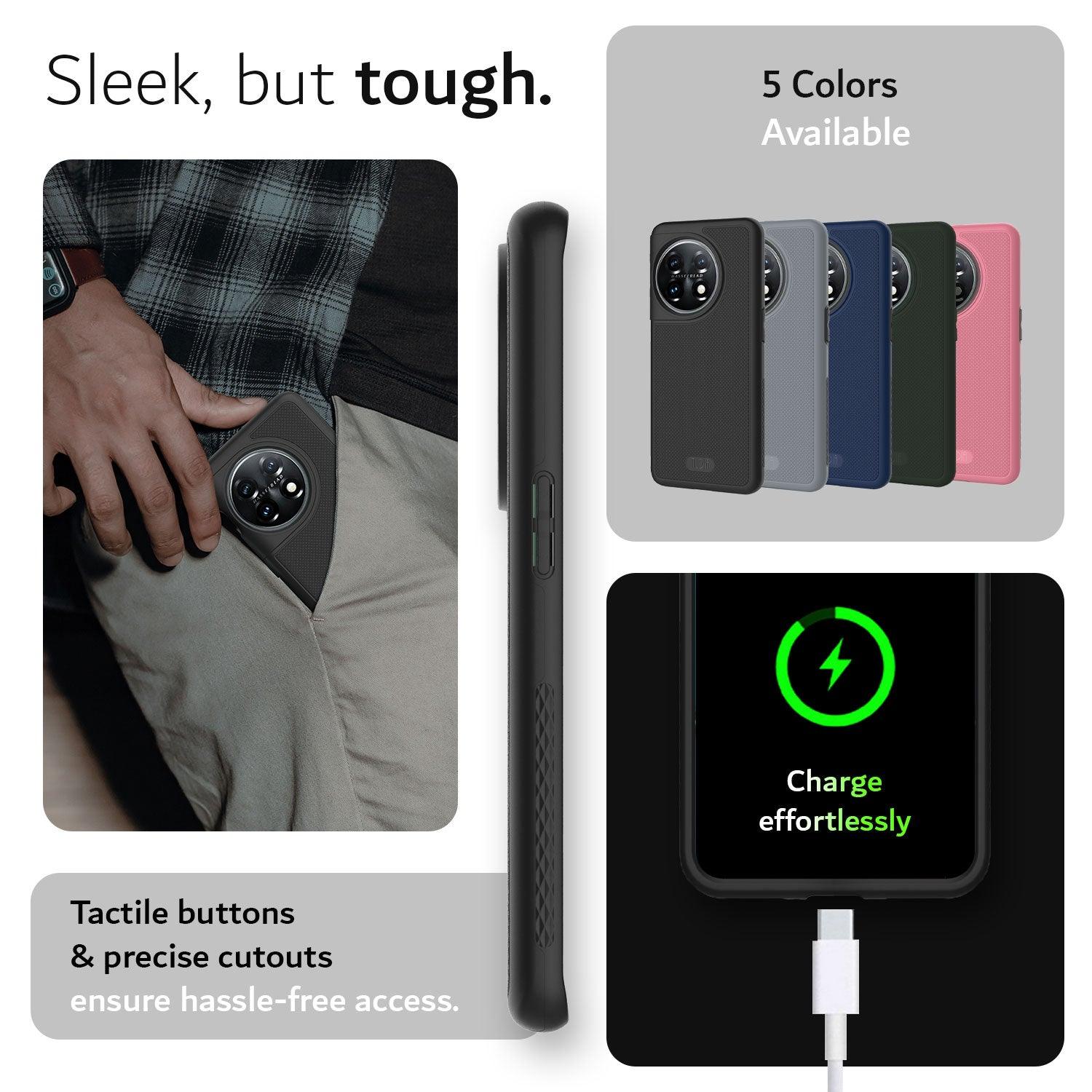 OnePlus 11 MergeGrip Case by TUDIA – Heavy Duty DualShield Shockproof Cover with Textured Grip, Tactile Buttons, and Precise Port Cutouts