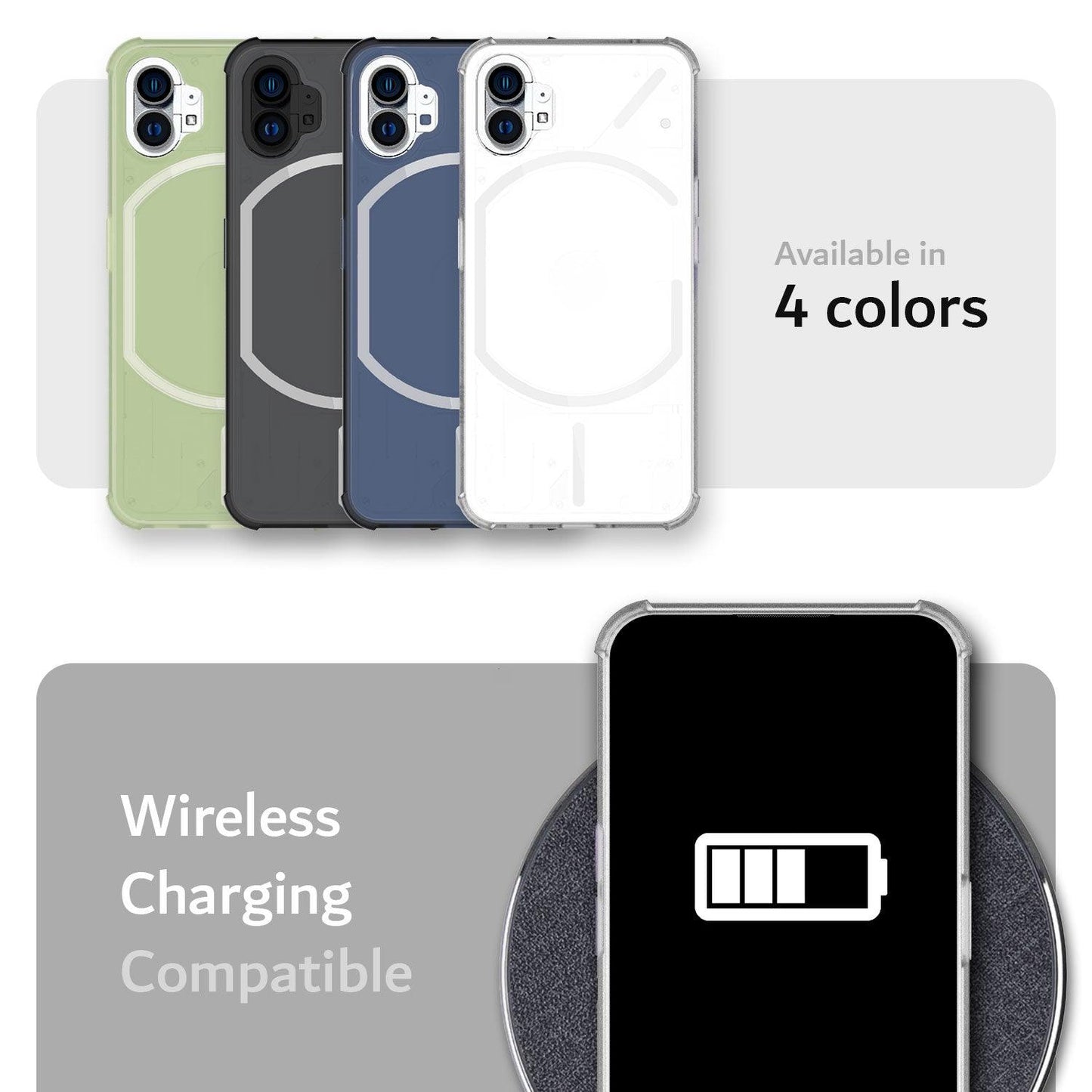 SKN Nothing Phone (1) Case – Black Translucent Thin TPU Cover, Wireless Charging Compatible