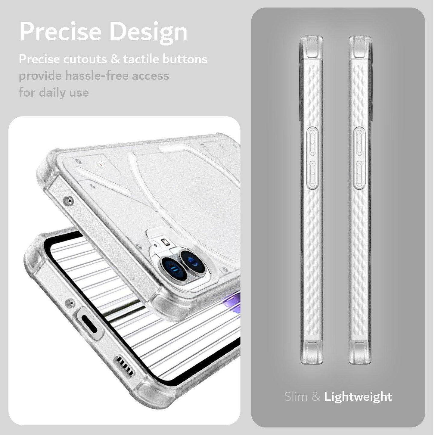 SKN Clear Frosted Thin TPU Case for Nothing Phone (1) – SKN Series with Precise Cutouts and Responsive Buttons