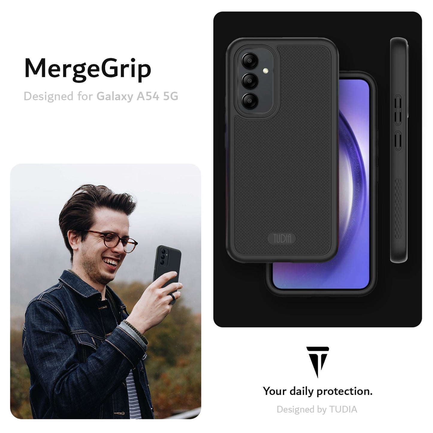Samsung Galaxy A54 5G case with heavy duty DualShield MergeGrip design, shockproof and durable phone cover for full protection