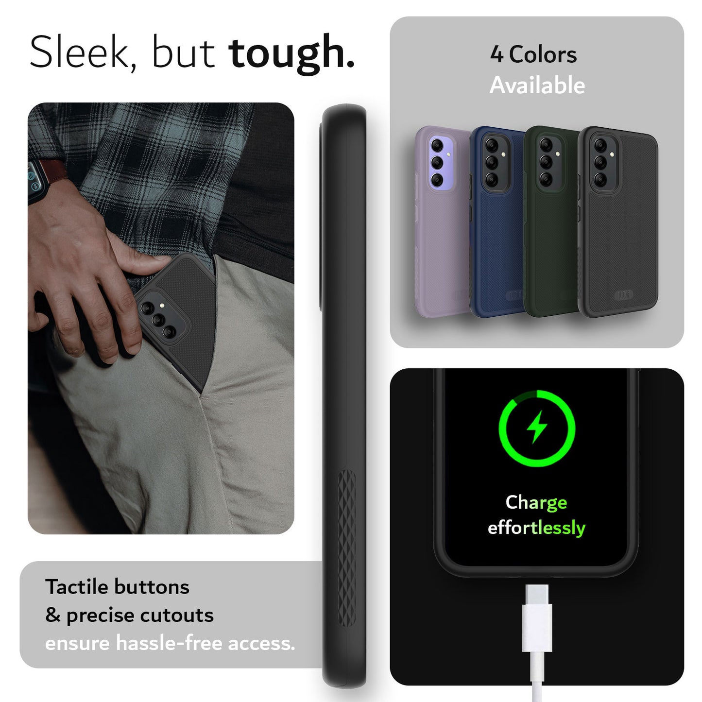 Samsung Galaxy A54 5G protective case by TUDIA MergeGrip DualShield, heavy duty slim fit with tactile buttons, shockproof, precise port cutouts