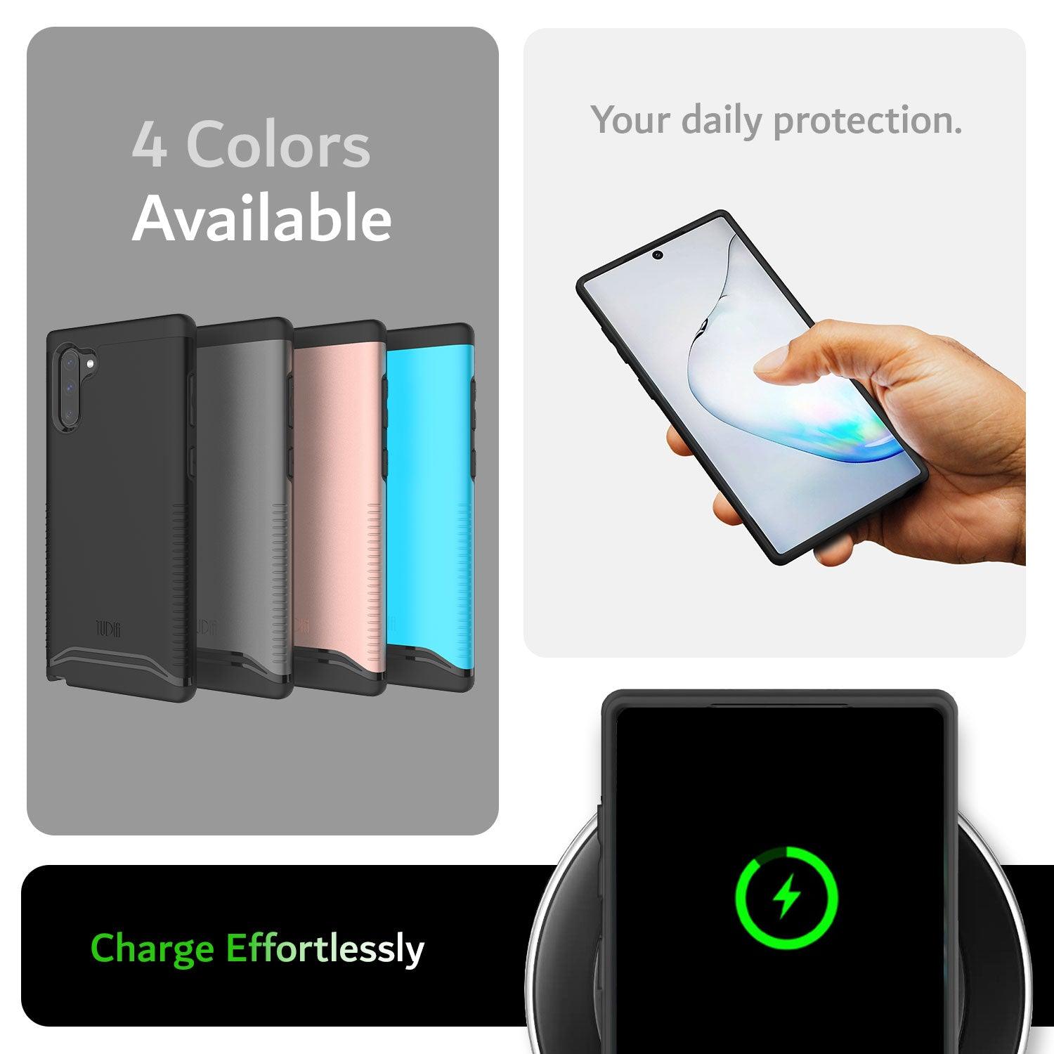 TUDIA MERGE Heavy Duty Dual Layer Case for Samsung Galaxy Note 10 – Shockproof Protective Cover with Wireless Charging Compatibility