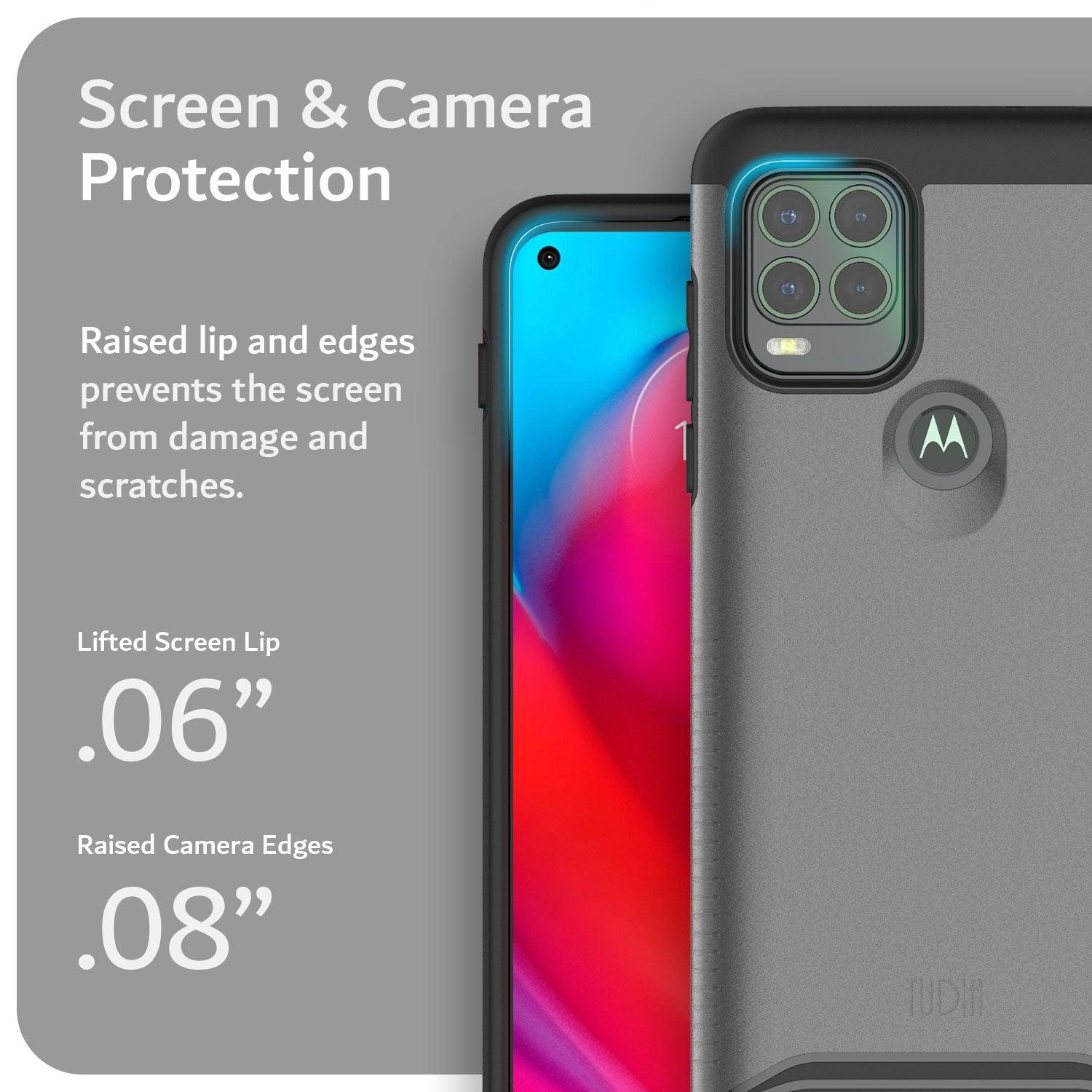 TUDIA DualShield Merge Case for Motorola Moto G Stylus 5G (2021) - Heavy Duty Black Dual Layer Cover with Screen and Camera Protection