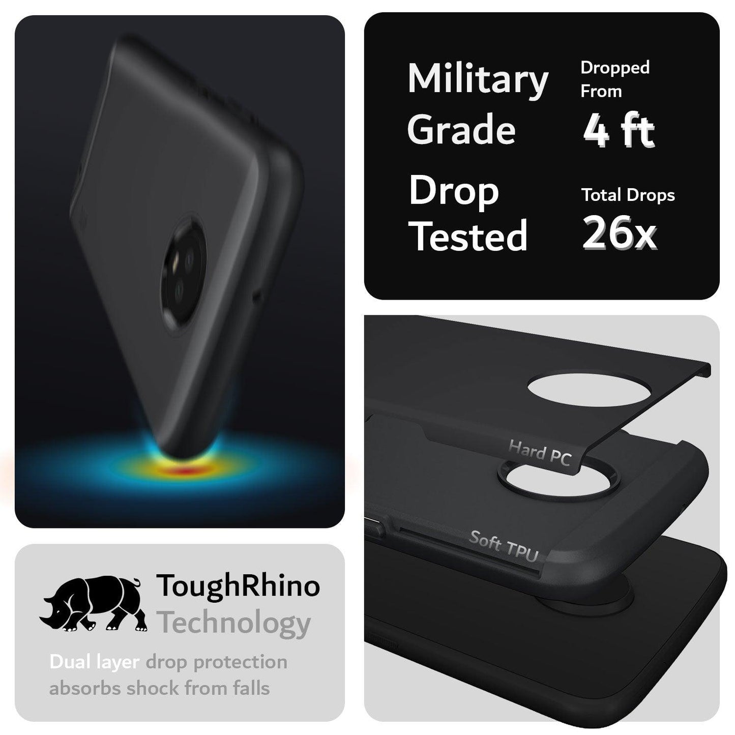TUDIA Dual Layer Military Grade Case for Motorola Moto Z3 and Moto Z3 Play – Heavy Duty Drop Tested Protective Phone Cover