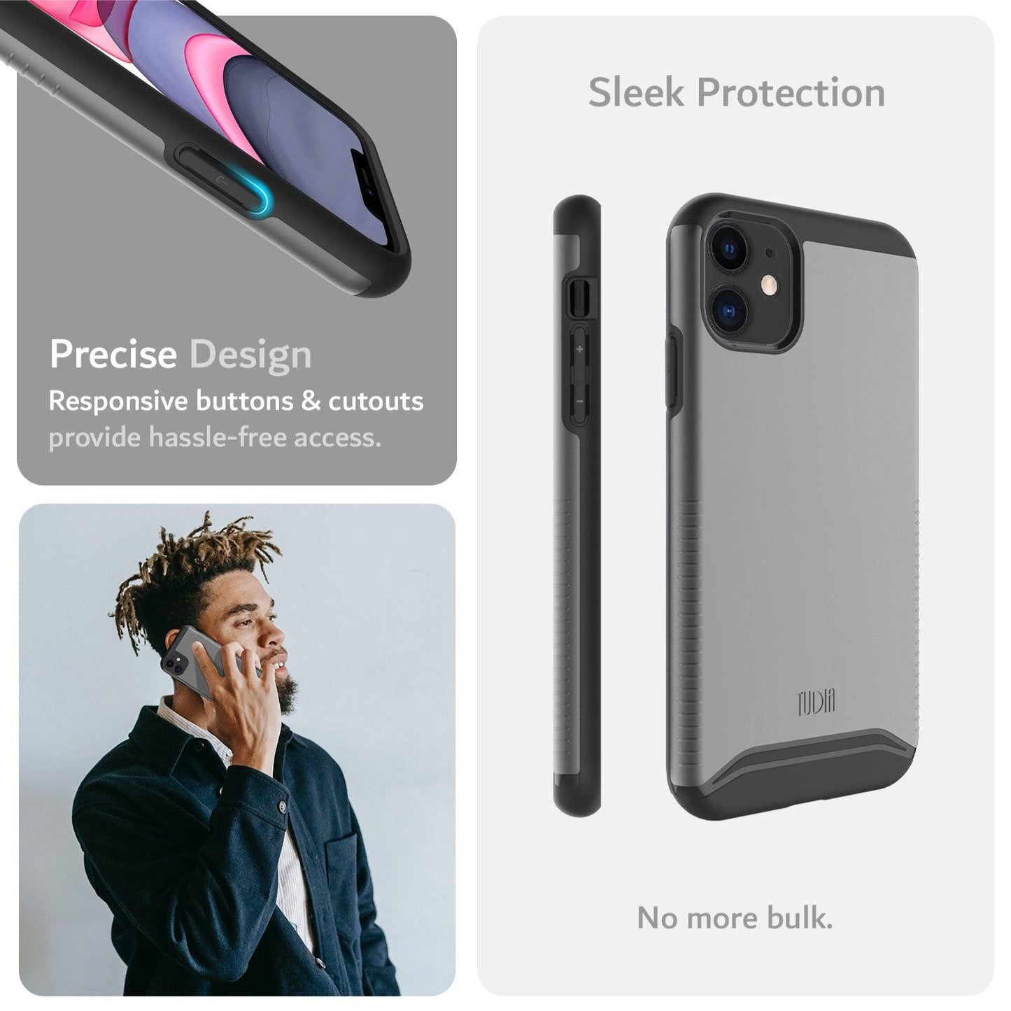 TUDIA iPhone 11 Case Merge Series with Heavy Duty Dual Layer Protection, Precise Cutouts, and Responsive Buttons – Rugged Slim Cover for 6.1" iPhone 11