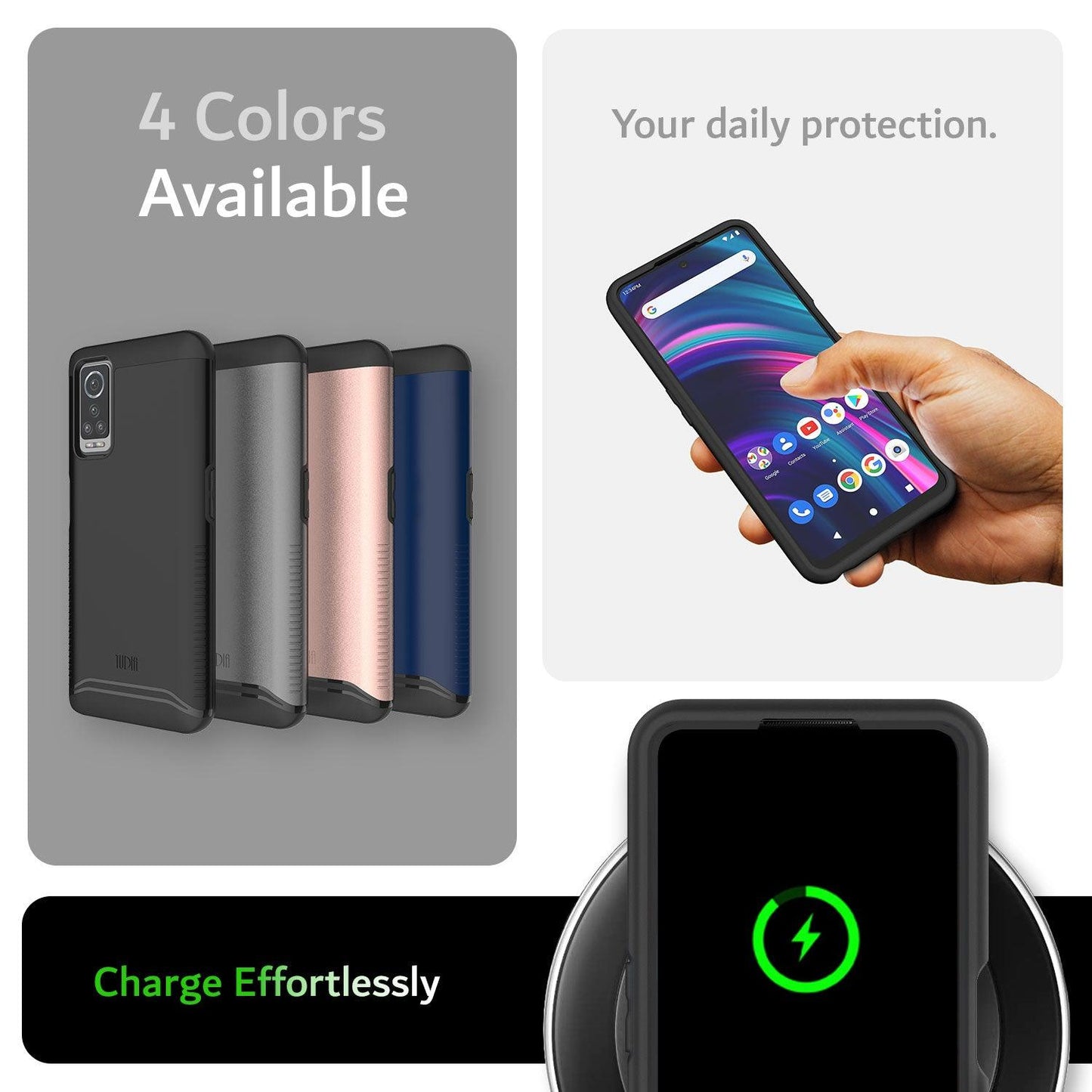 TUDIA MERGE Series Dual Layer Case for BLU G91 Max – Rugged Heavy Duty Protective Phone Cover Compatible with Wireless Charging