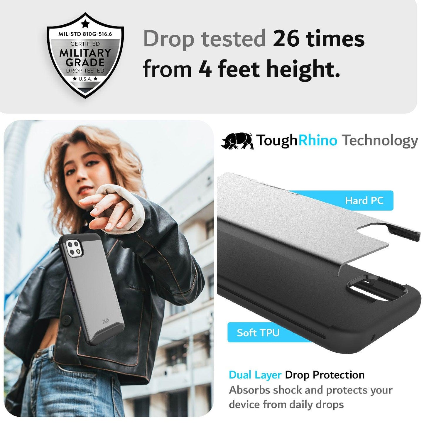 TUDIA MERGE Series Dual Layer Protective Case for Boost Mobile Celero 5G – Heavy Duty Shockproof Cover