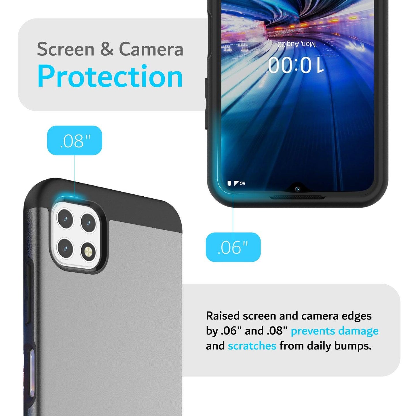 TUDIA Boost Mobile Celero 5G MERGE case with dual-layer shockproof protection and raised edges for screen and camera defense