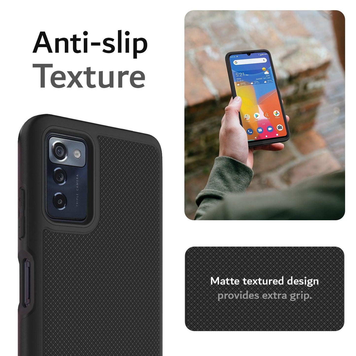 TUDIA MergeGrip Heavy Duty DualShield Case for Consumer Cellular ZMAX 5G – Rugged Anti-Slip Protective Phone Cover