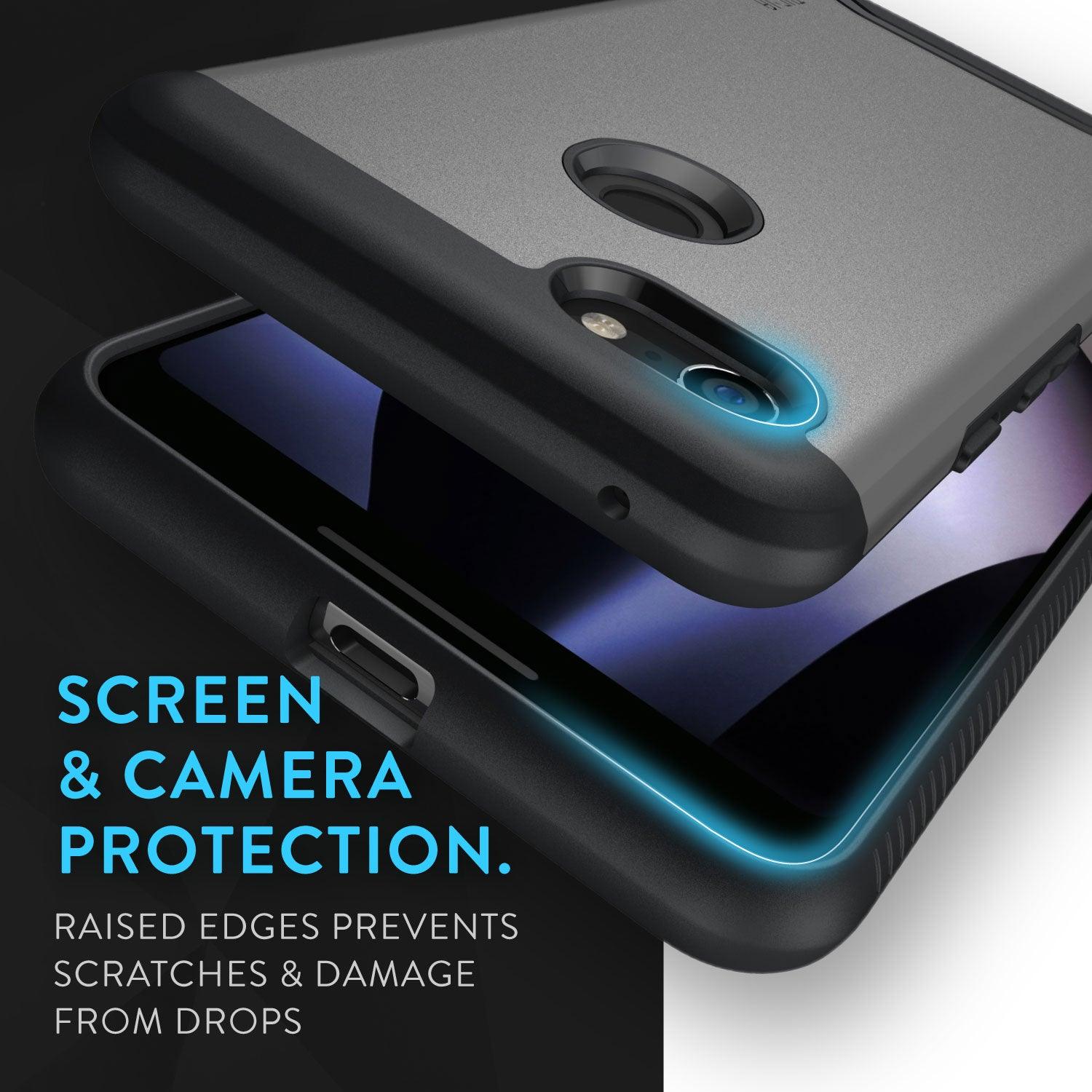 TUDIA Google Pixel 3 XL MERGE Case – Dual Layer Heavy Duty Protective Cover with Shockproof Screen and Camera Protection