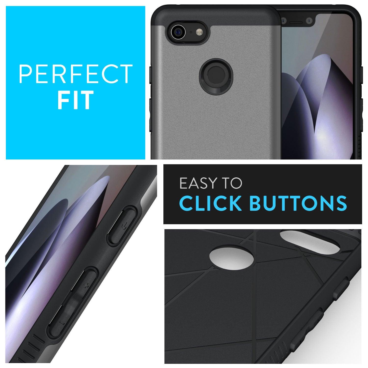 TUDIA Merge Dual Layer Case for Google Pixel 3 XL – Heavy Duty Shockproof Slim Fit with Easy to Click Buttons