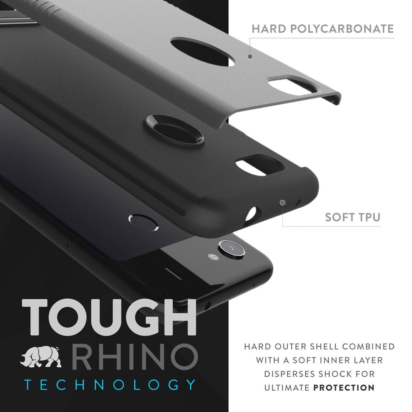 TUDIA Dual Layer Heavy Duty Case for Google Pixel 3a (2019) – Slim Shockproof MERGE Hard Polycarbonate Cover