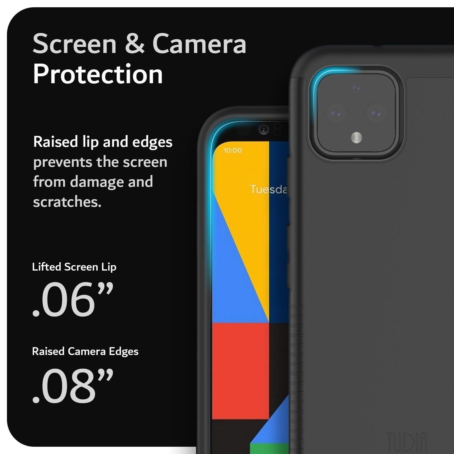 TUDIA Google Pixel 4 Merge Case – Rugged Dual Layer Protective Phone Cover with Screen and Camera Protection