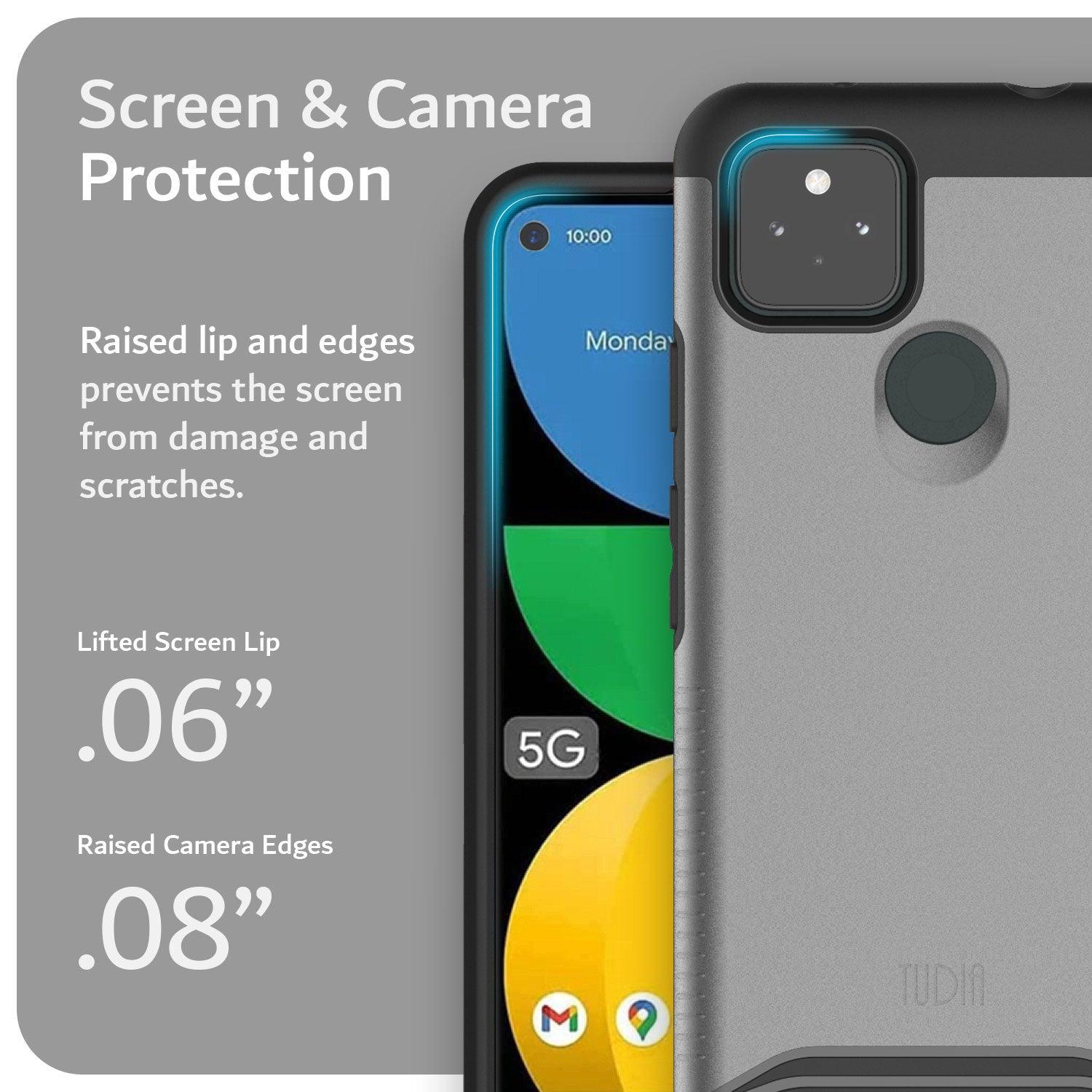 TUDIA Google Pixel 5a 5G Case – MERGE Dual Layer Heavy Duty Matte Black Shockproof Protective Cover with Screen and Camera Protection