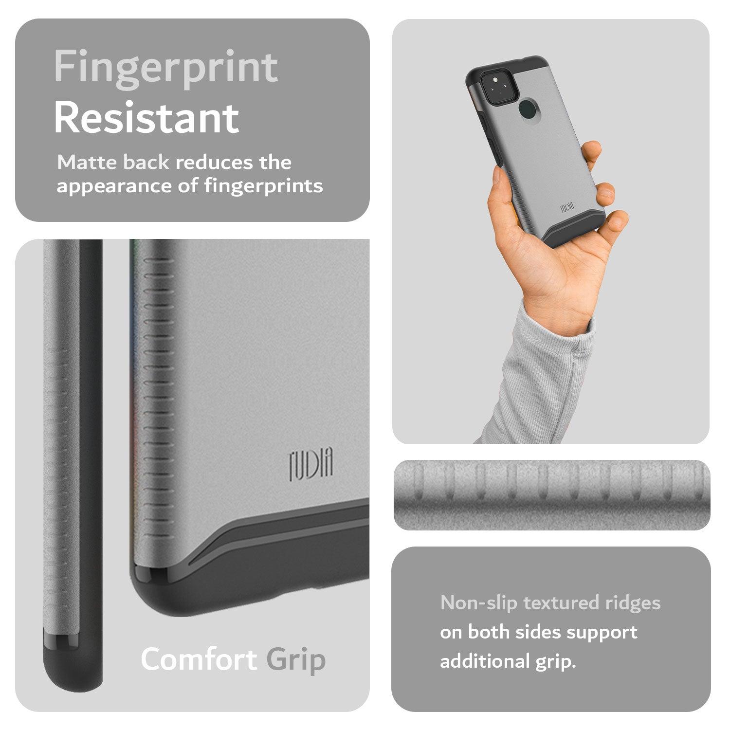 TUDIA MERGE Heavy Duty Dual Layer Fingerprint Resistant Black Case for Google Pixel 5a 5G