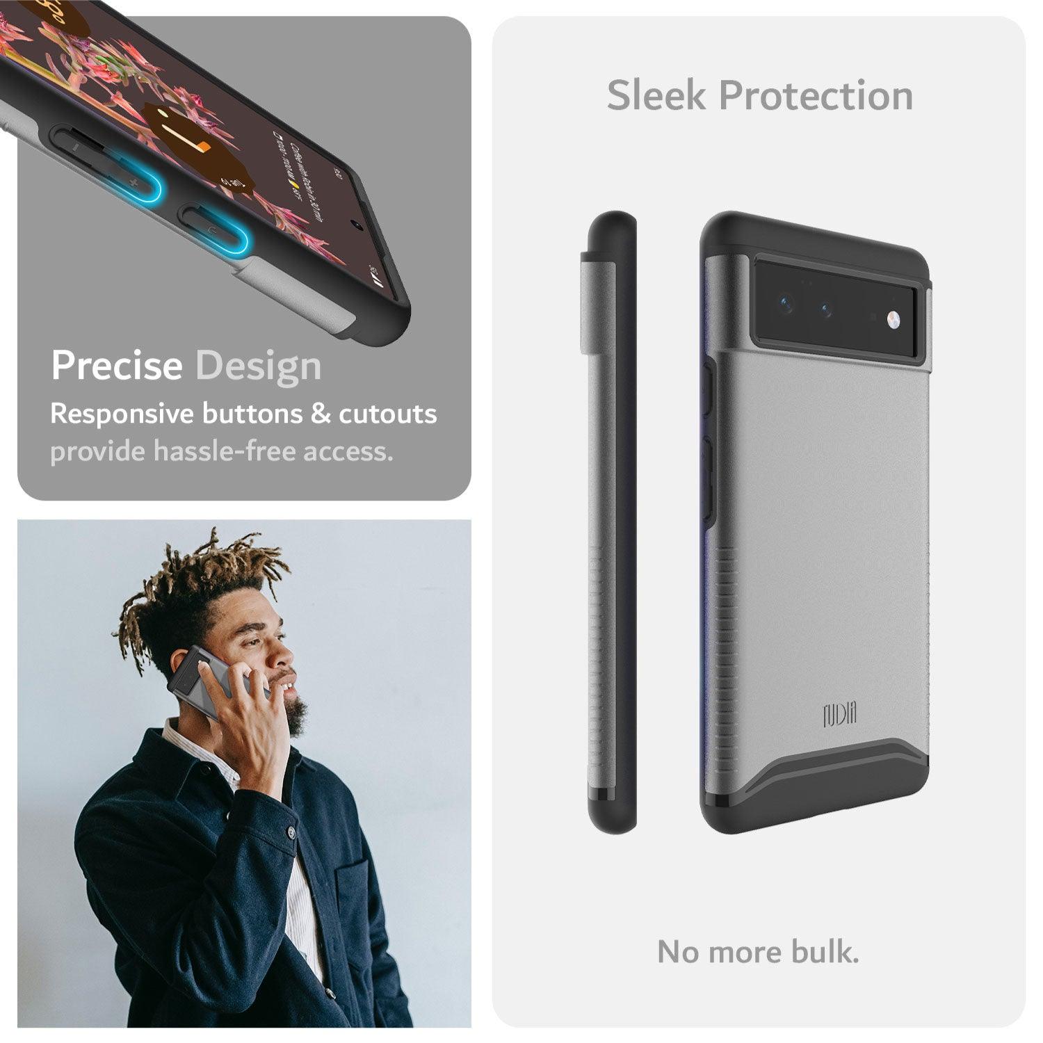 TUDIA Merge Series Dual Layer Case for Google Pixel 6 – Heavy Duty Shockproof Cover with Responsive Buttons and Precise Cutouts