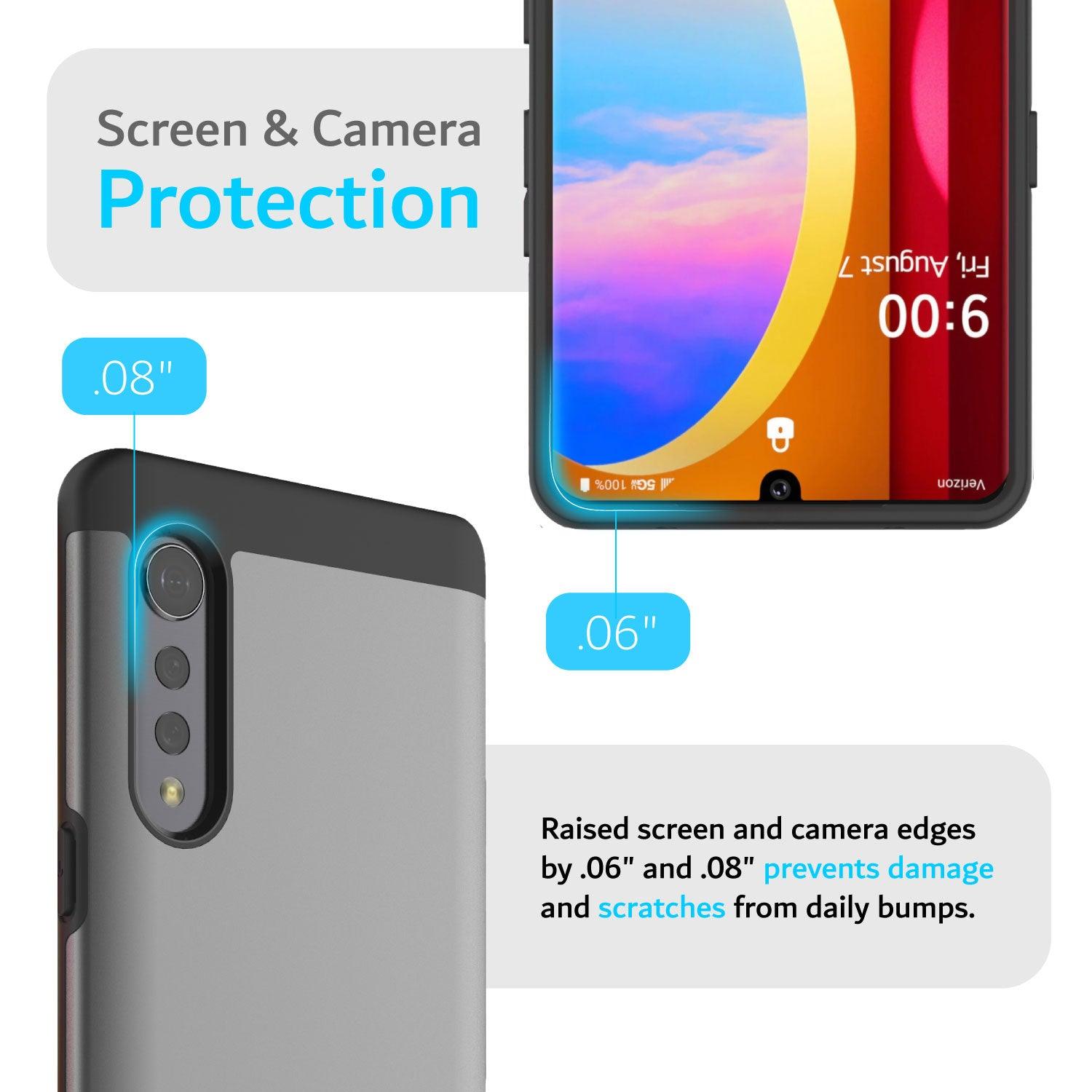 TUDIA Dual Layer Black Case for LG Velvet / Velvet 5G UW – Heavy Duty Shockproof Cover with Screen and Camera Protection