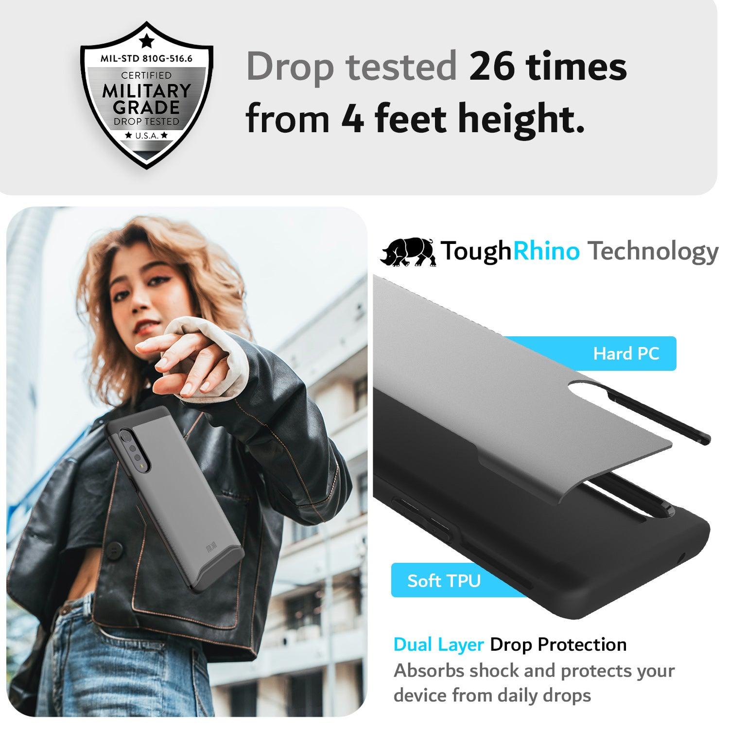 TUDIA LG Velvet and Velvet 5G UW phone case in matte black, dual-layer military-grade heavy-duty shockproof protective cover